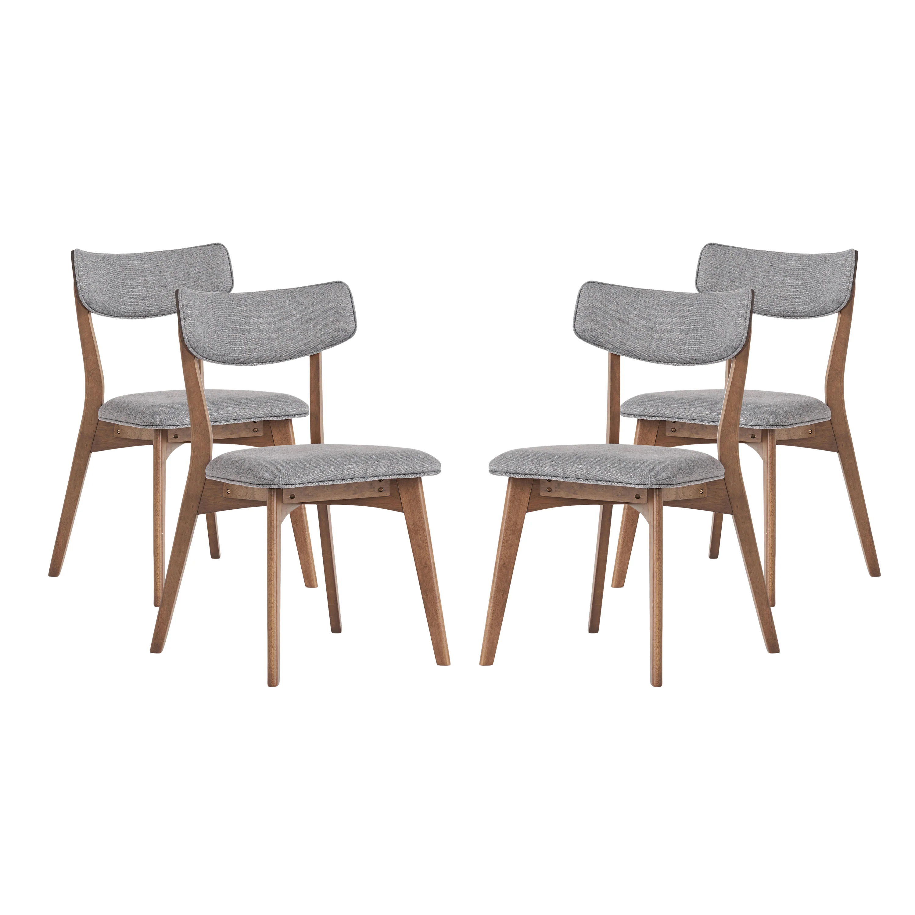 Wrene Mid-Century Walnut Finished Frame Dining Chairs, Set of 4 - furnishings