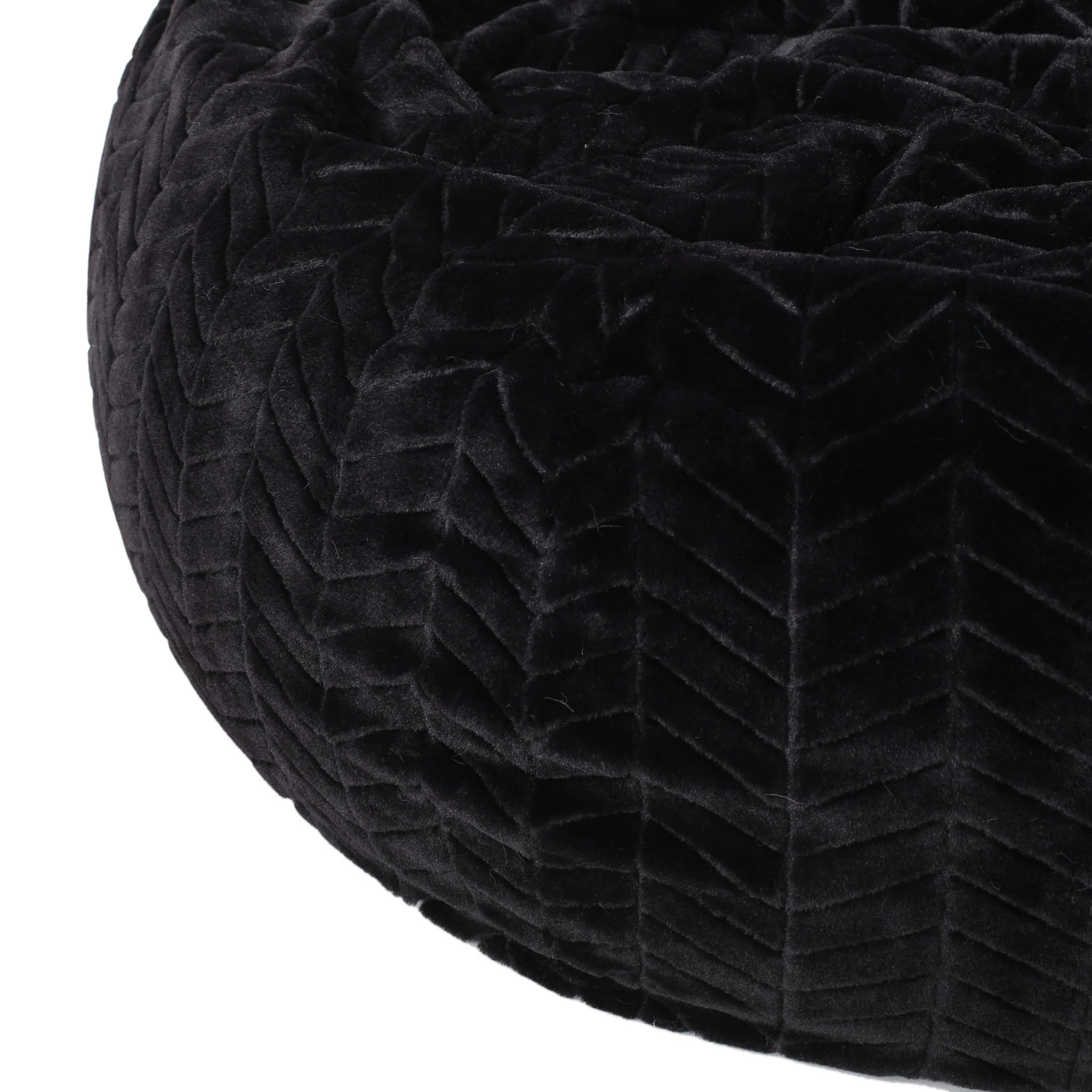 Meridian Modern 3 Ft Chevron Pattern Black Faux Fur Bean Bag - furnishings