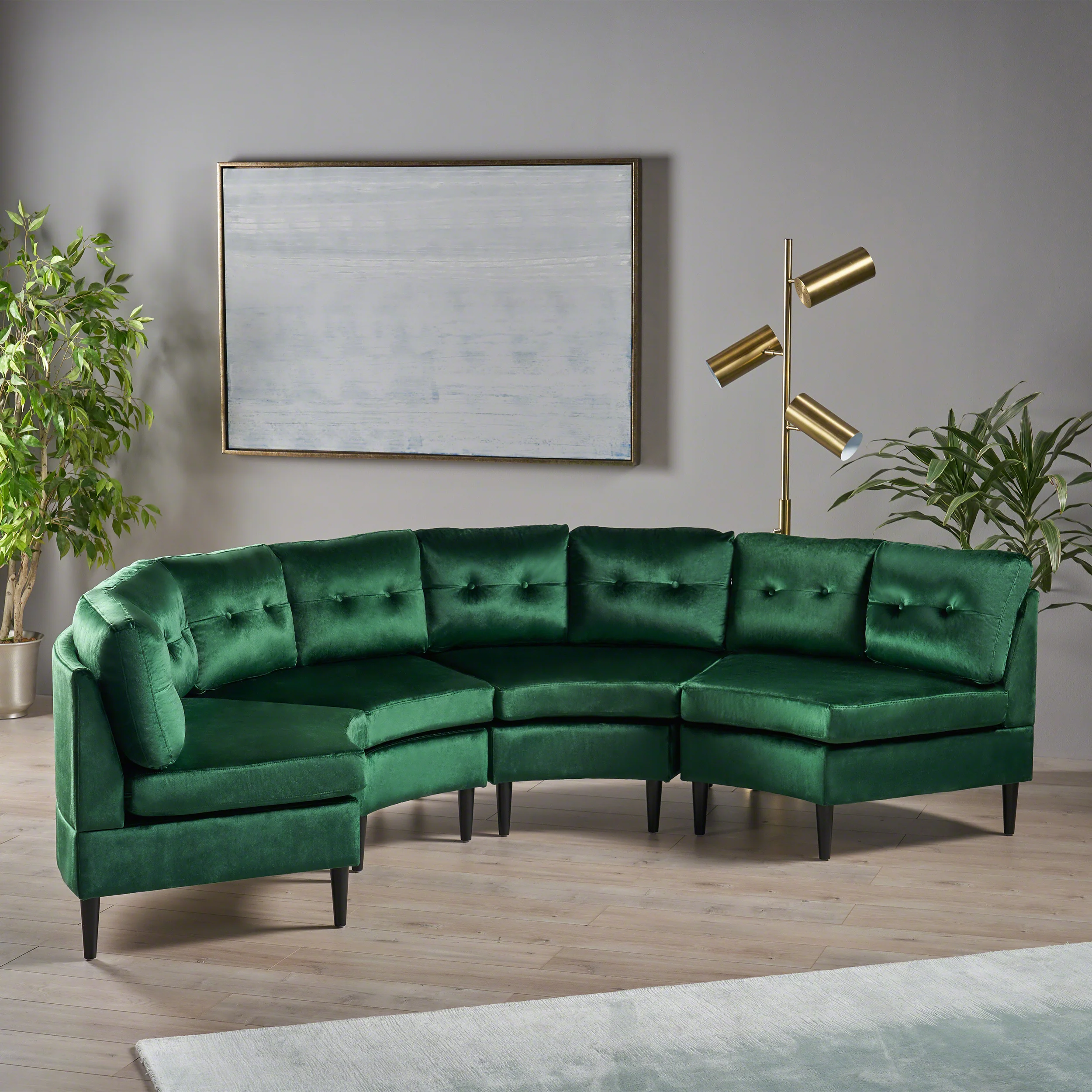 Julian Nora Glam Velvet Modular 4 Seater Sectional - furnishings