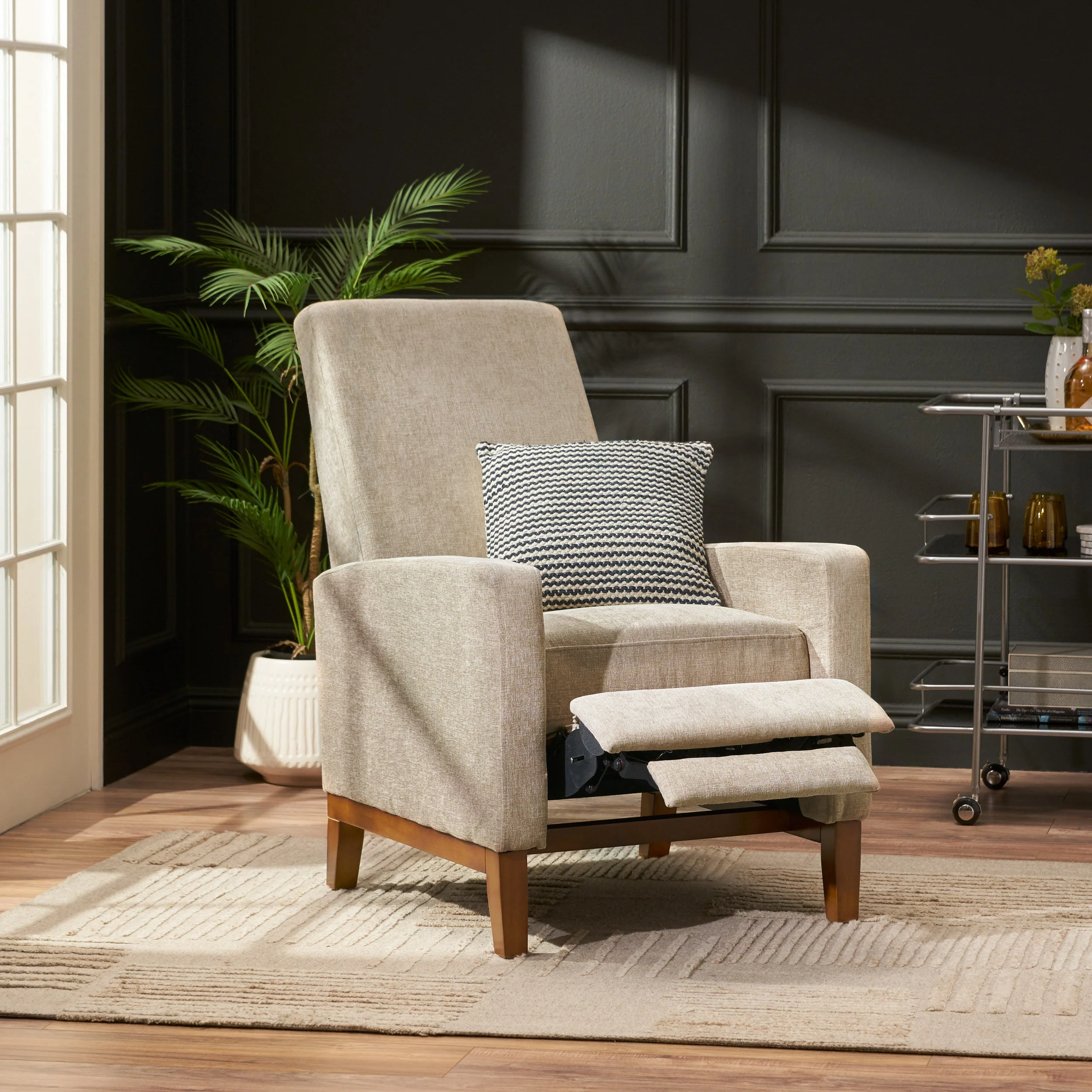 Plevna Contemporary Fabric Upholstered Pushback Recliner - furnishings