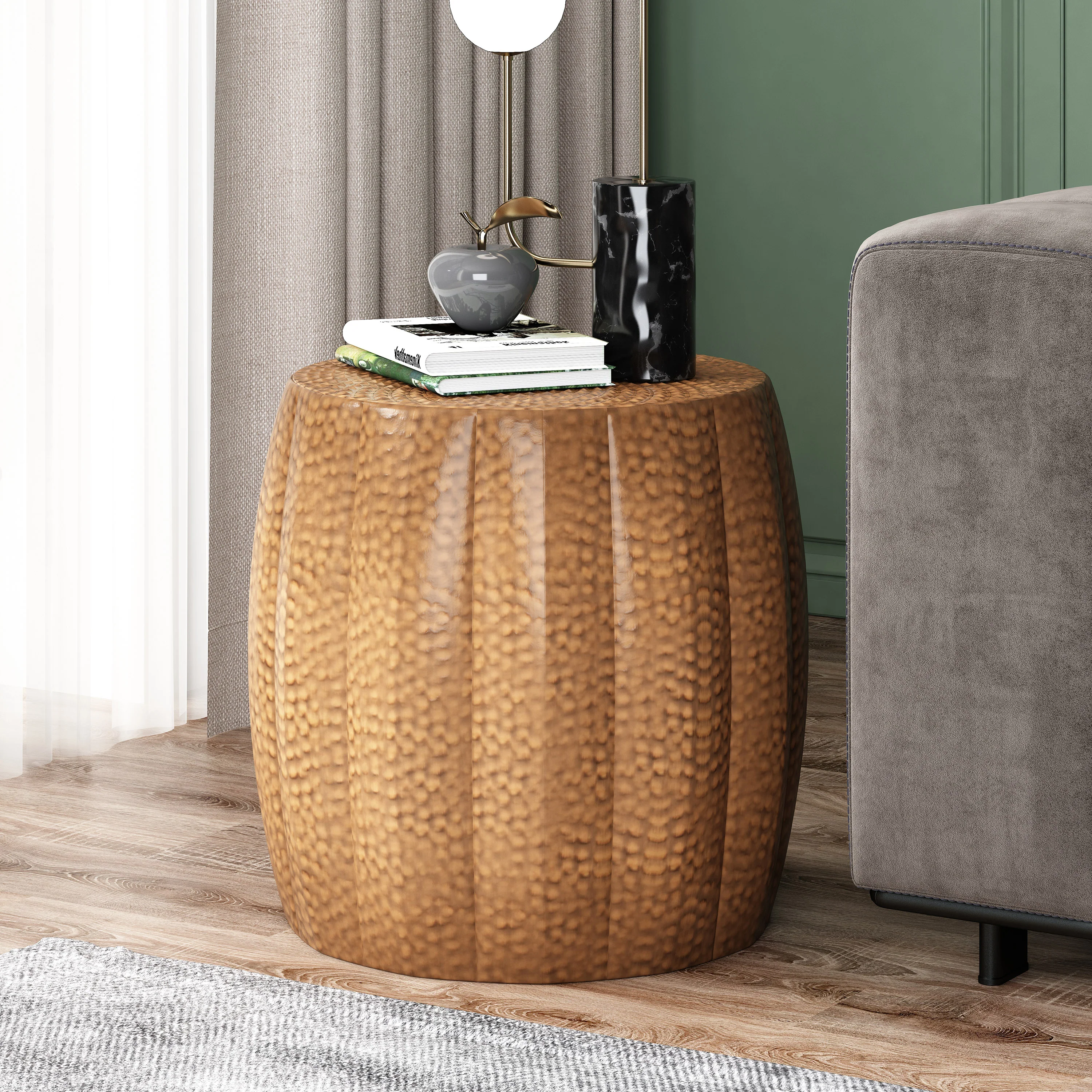 Craigue Modern Iron Mandala Pumpkin Side Table - furnishings