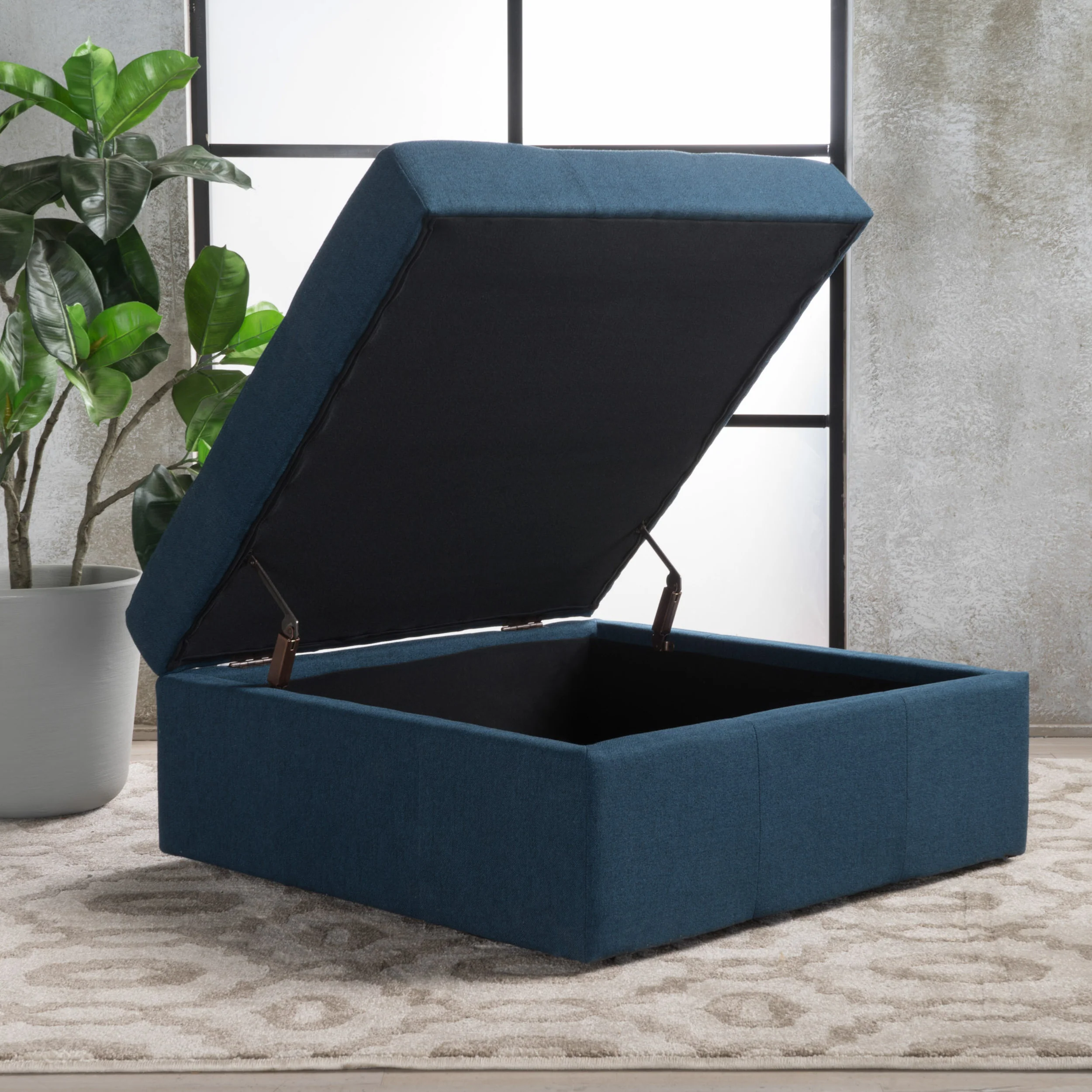 Channing Square Tufted Fabric Storage Ottoman Coffee Table With Casters - furnishings