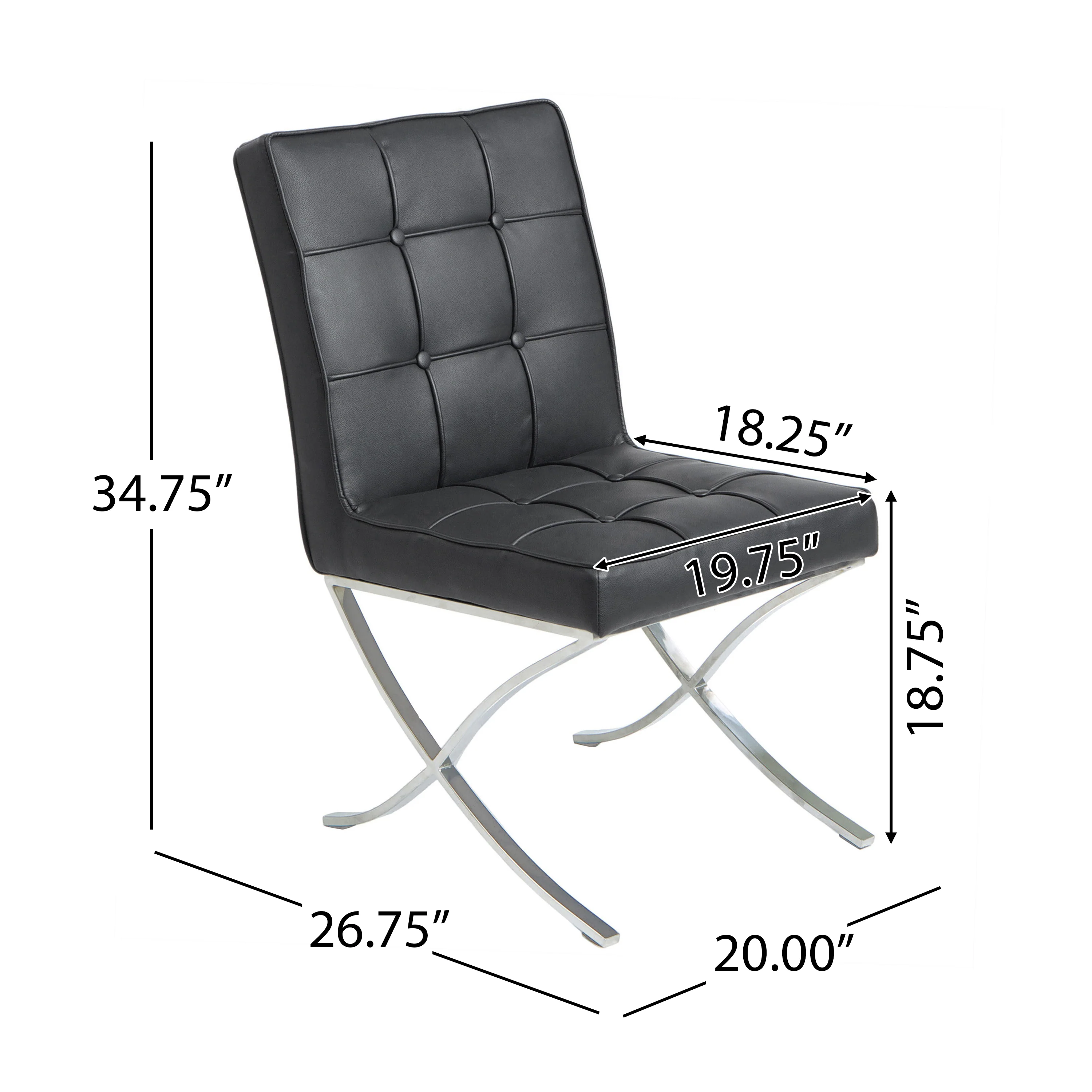 Pandora Modern Design Black Leather Dining Chairs (set of 2) - furnishings