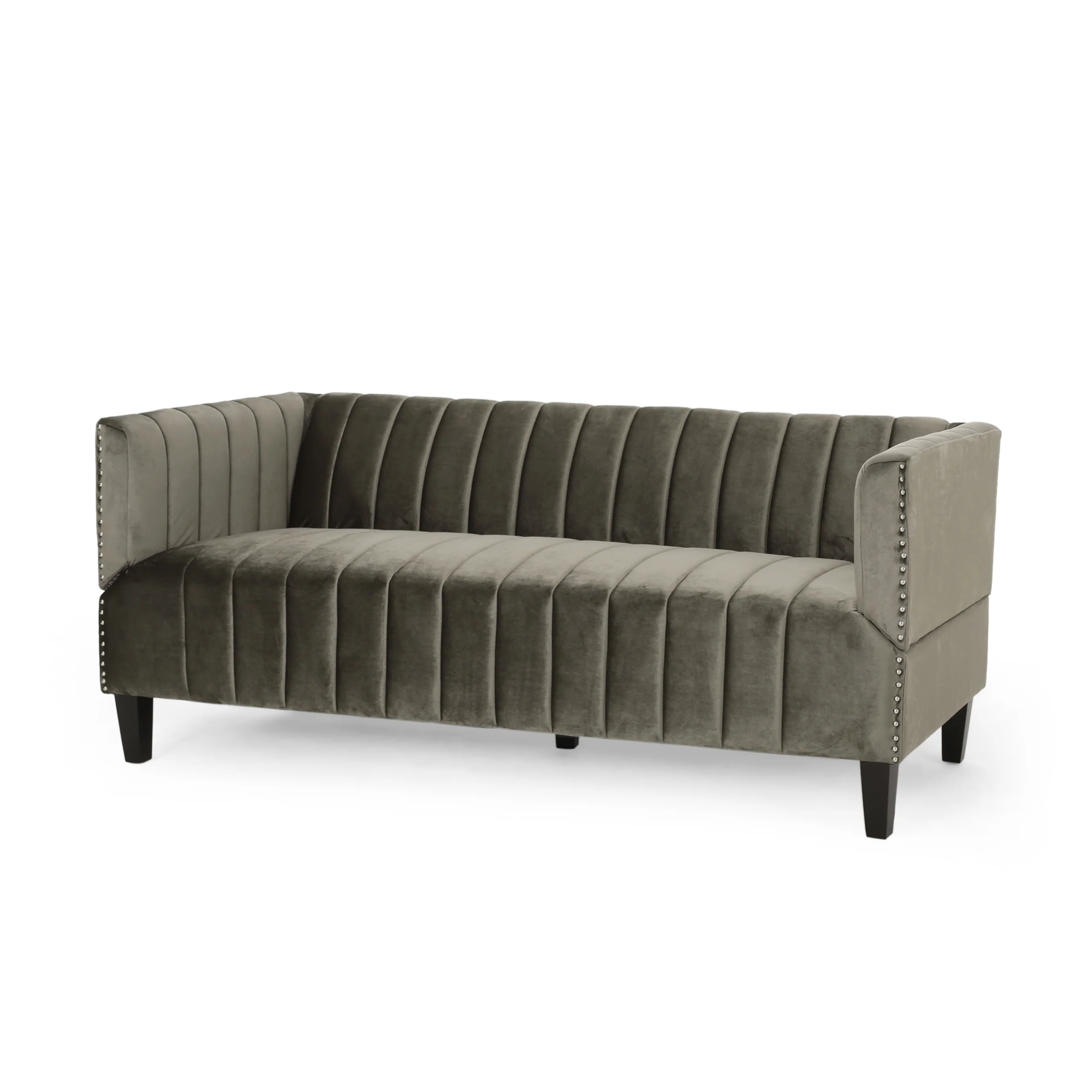 Masie Contemporary Channel Stitch Velvet 3 Seater Sofa - furnishings