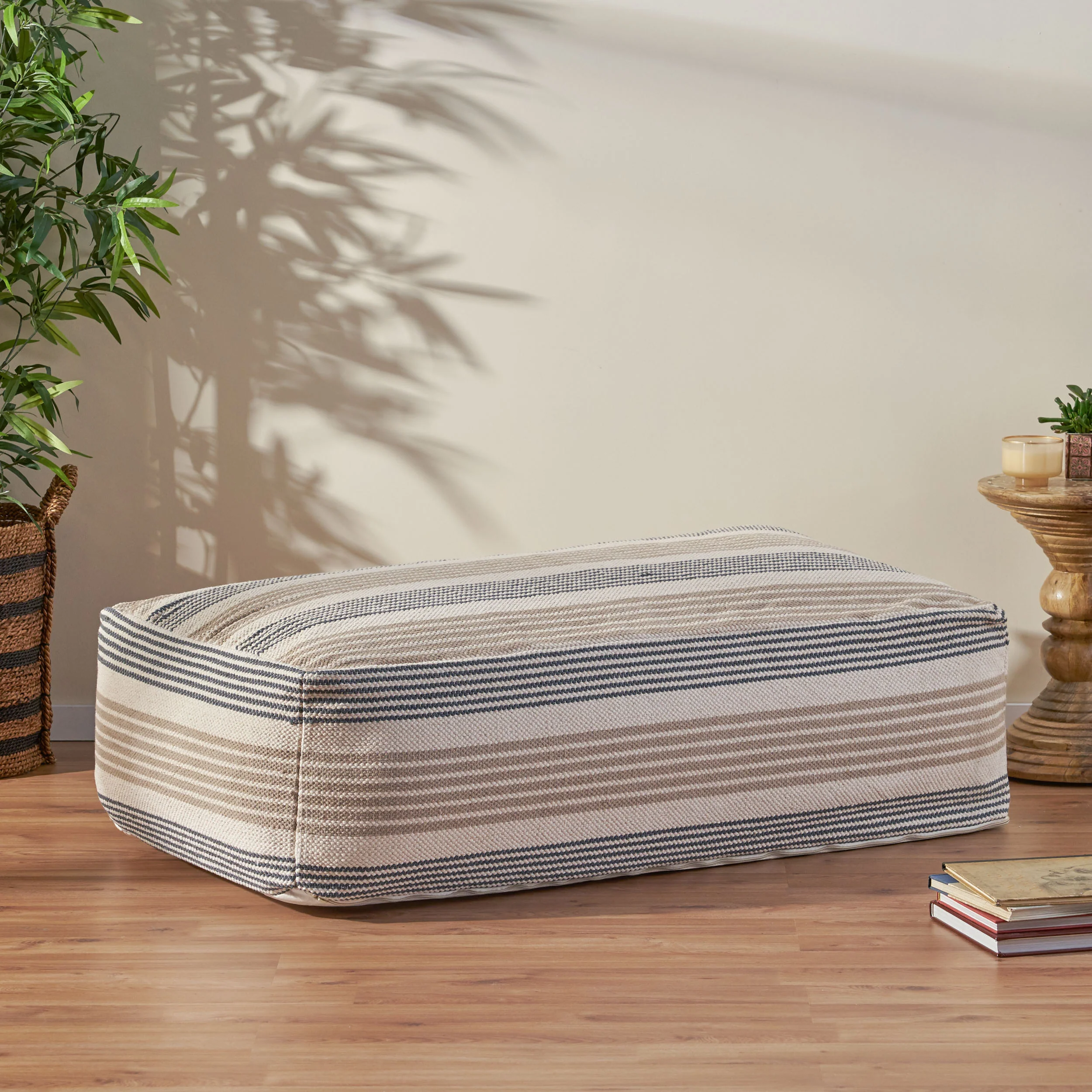 Rahsaan Modern Rectangular Bean Bag Ottoman - furnishings
