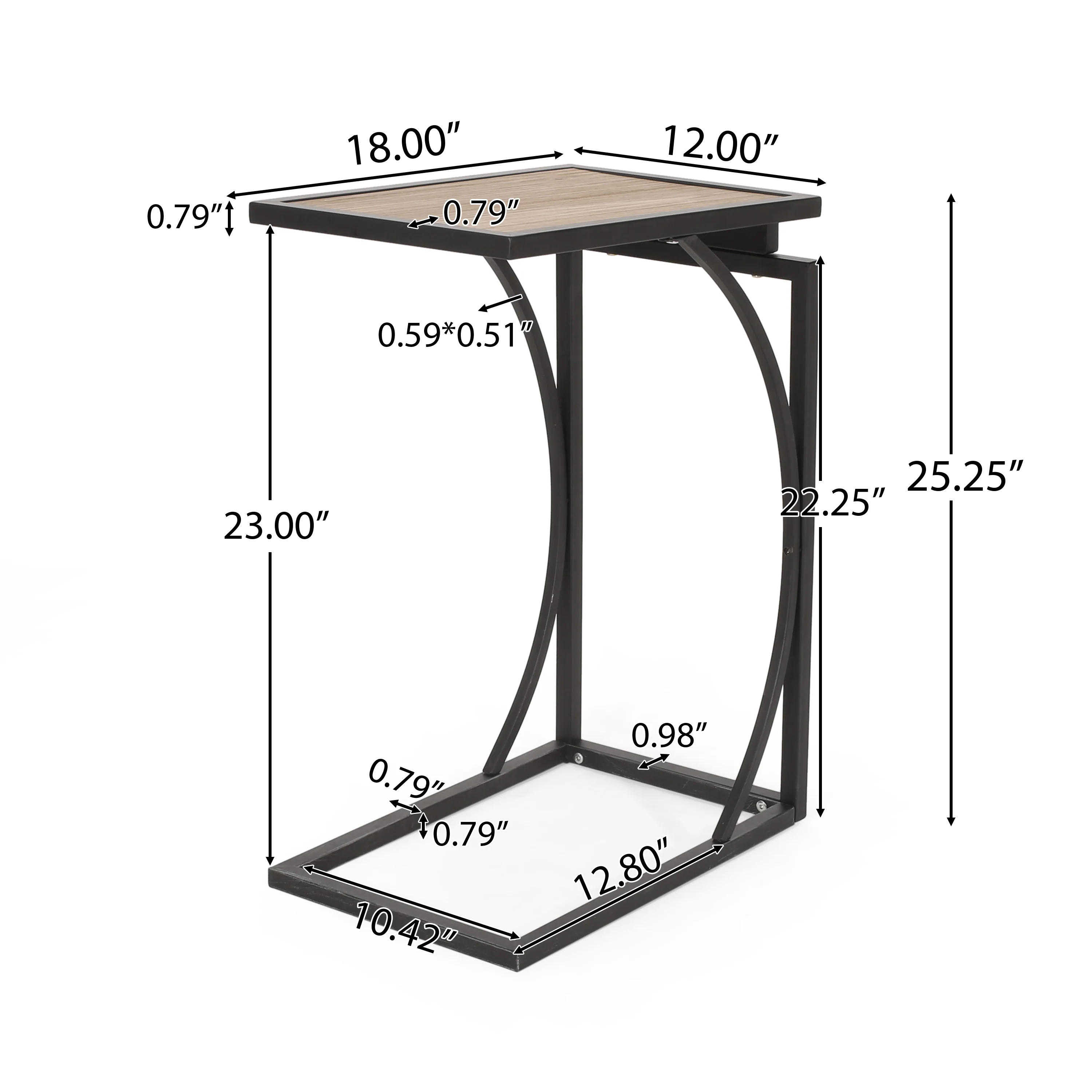 Catileya Modern Industrial C-Shaped End Table - furnishings