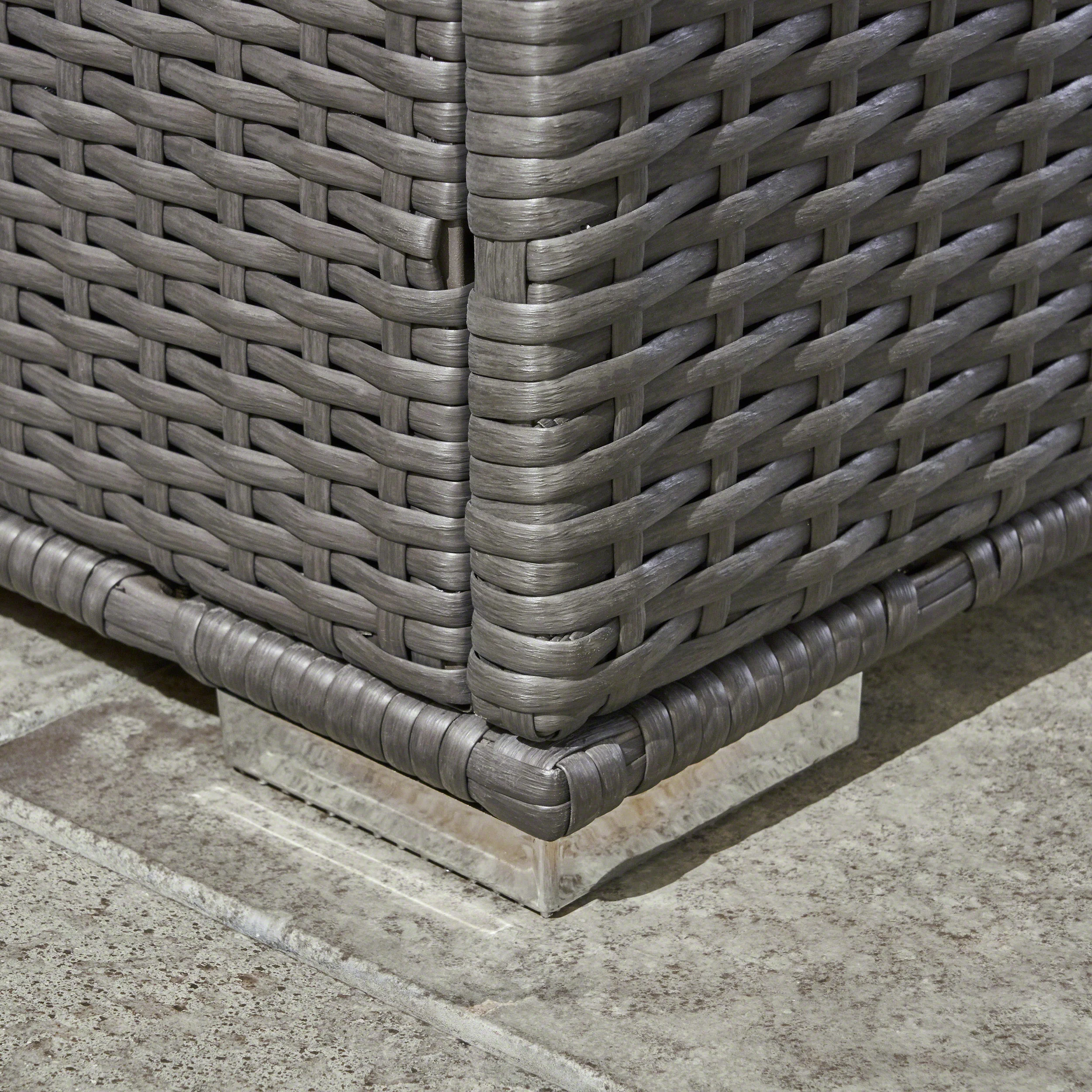 Sampa Outdoor Wicker Storage Ottoman, Gray - furnishings