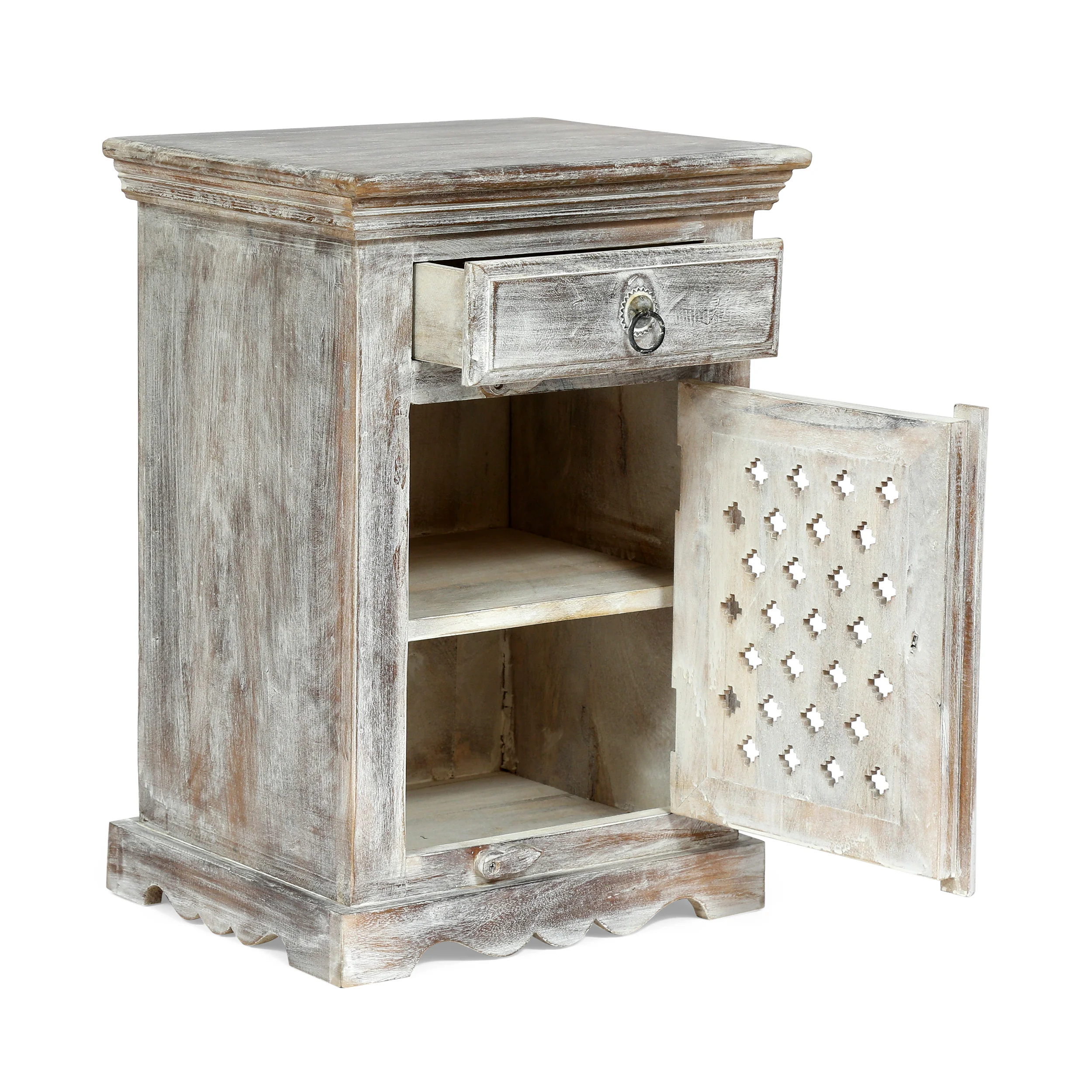 Chaves Handcrafted Boho Mango Wood Nightstand - furnishings