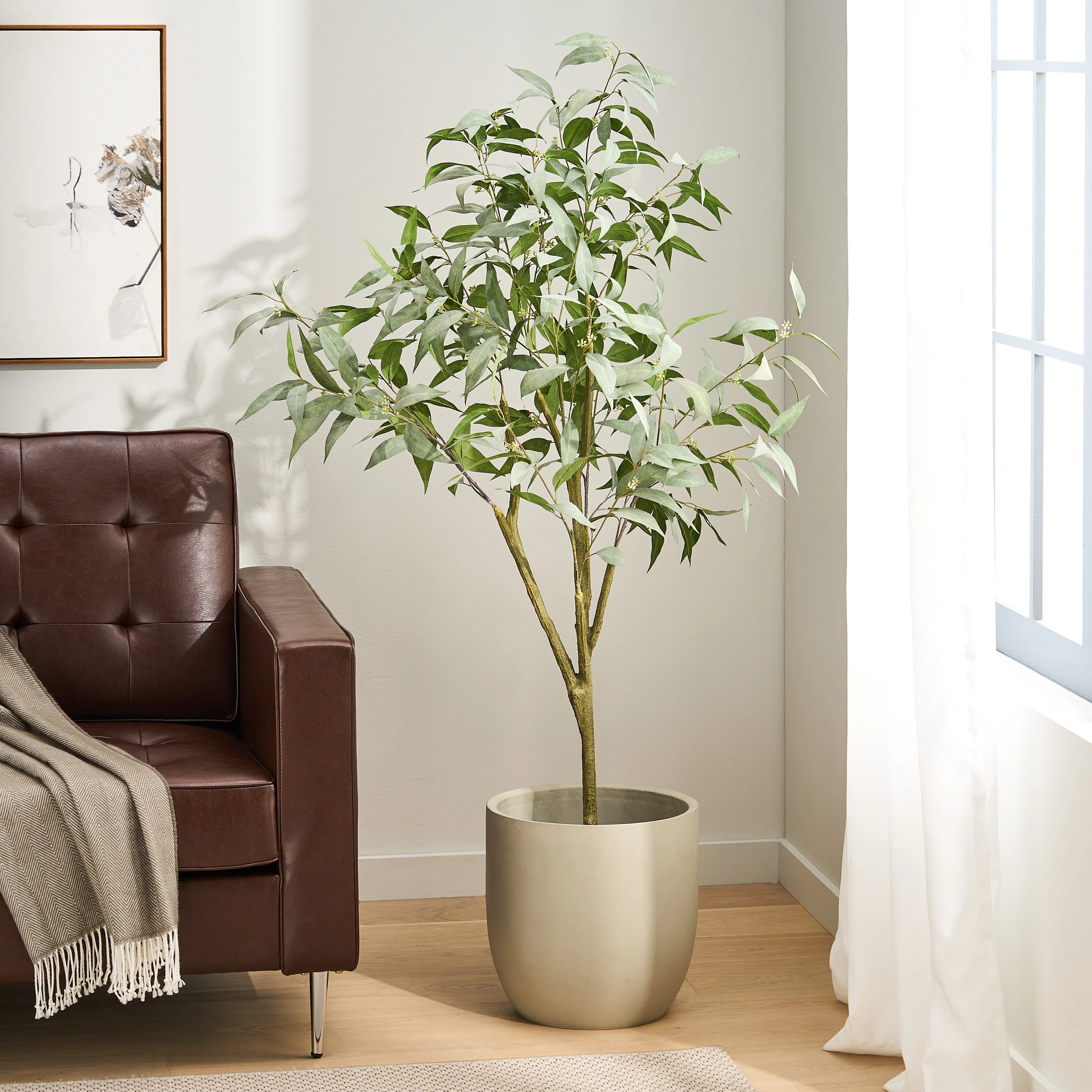 Bowrun Artificial Eucalyptus Leaf Tree - furnishings