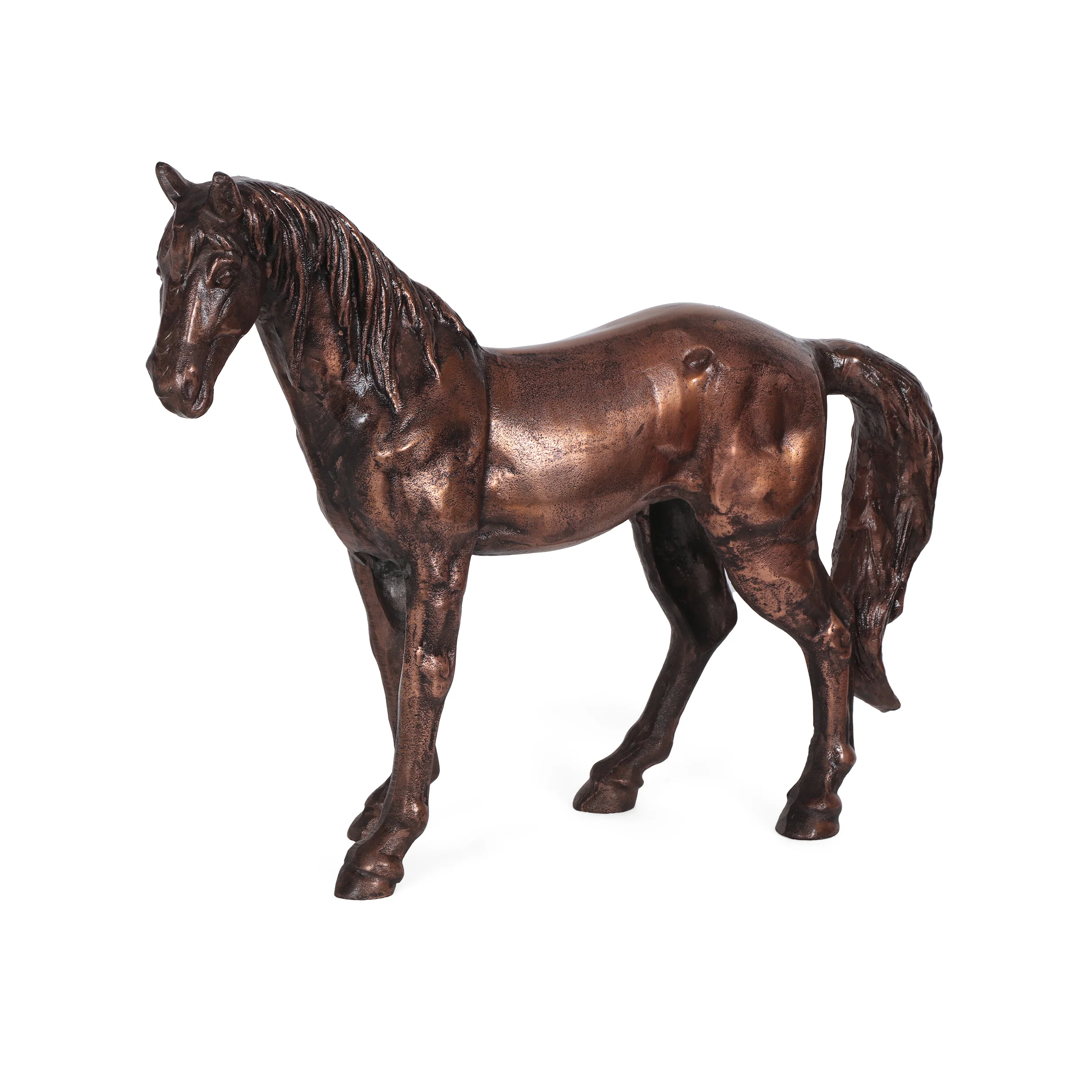 Jodi Handmade Aluminum Horse Decor, Antique Copper - furnishings