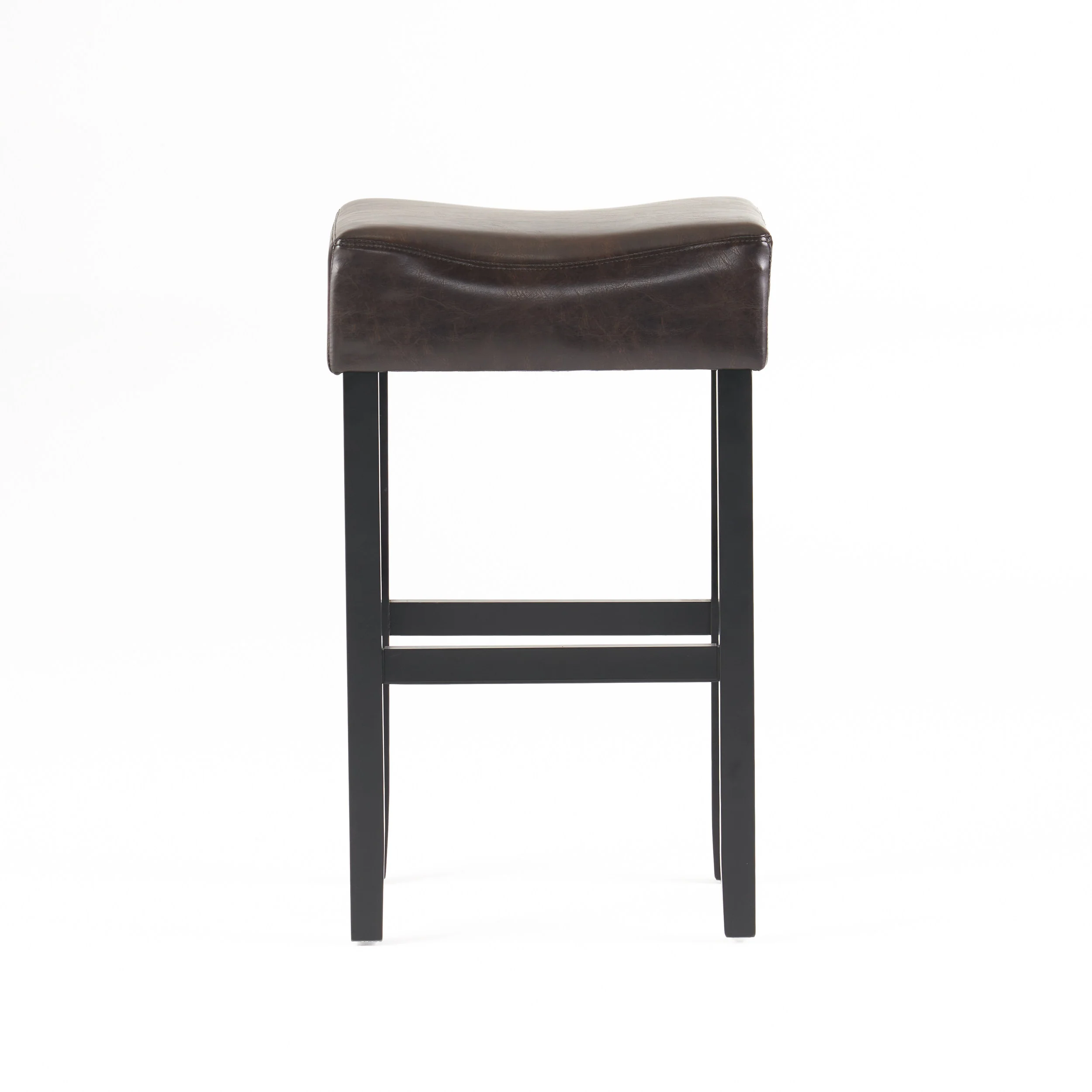 Adler 30-Inch Brown Leather Backless Bar Stool (Set of 2) - furnishings