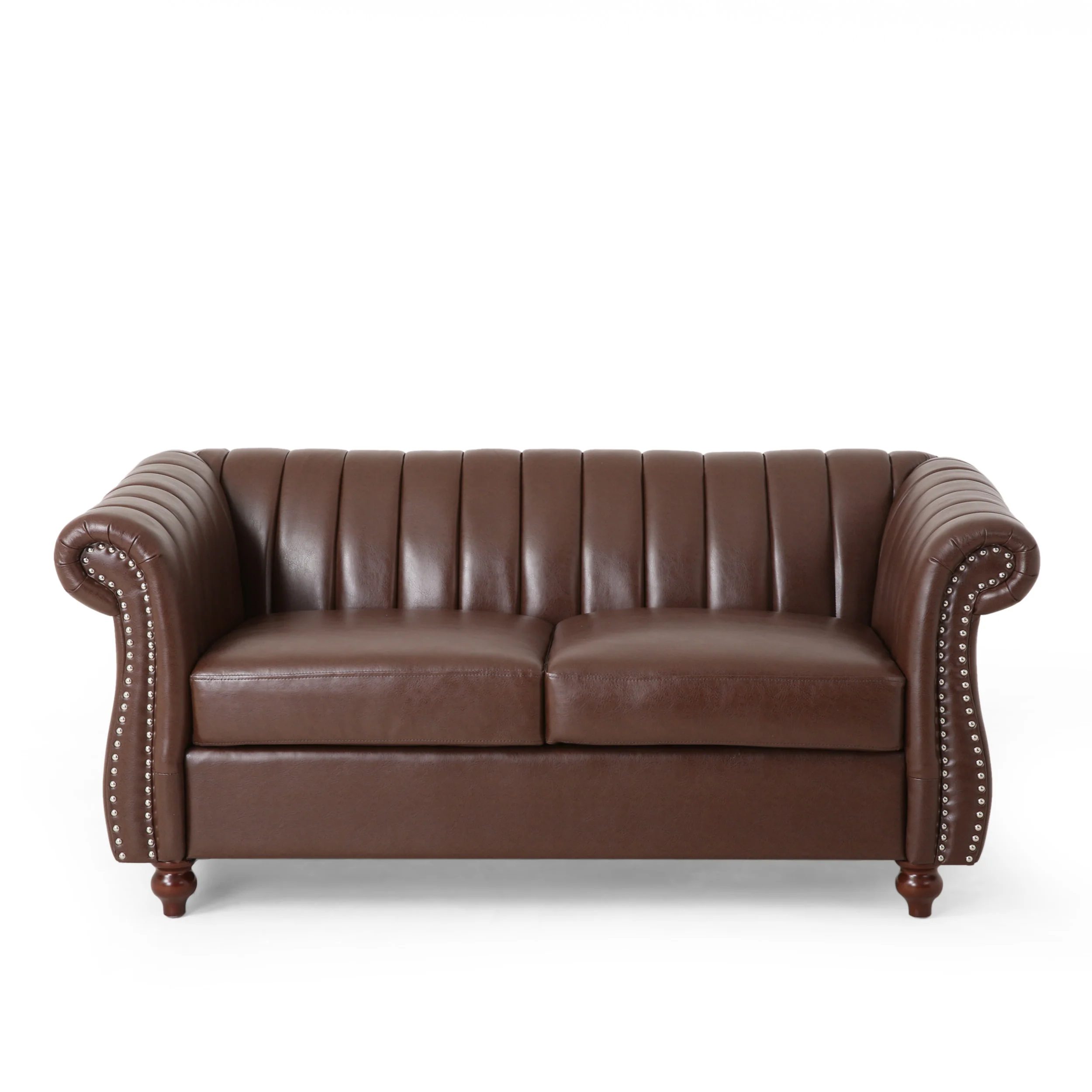 Bauman Modern Glam Channel Stitch Loveseat with Nailhead Trim - furnishings
