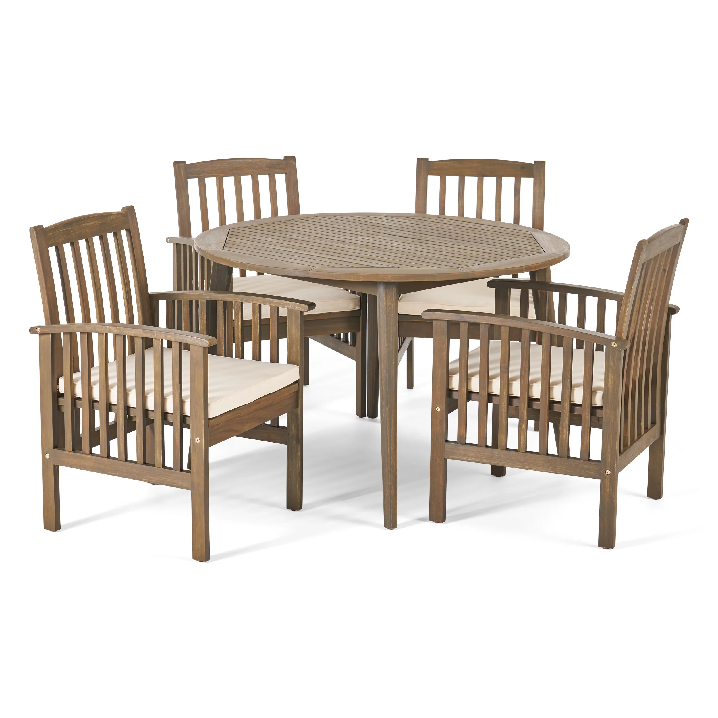 Phoenix Outdoor Acacia 4-Seater Dining Set with Cushions and 47