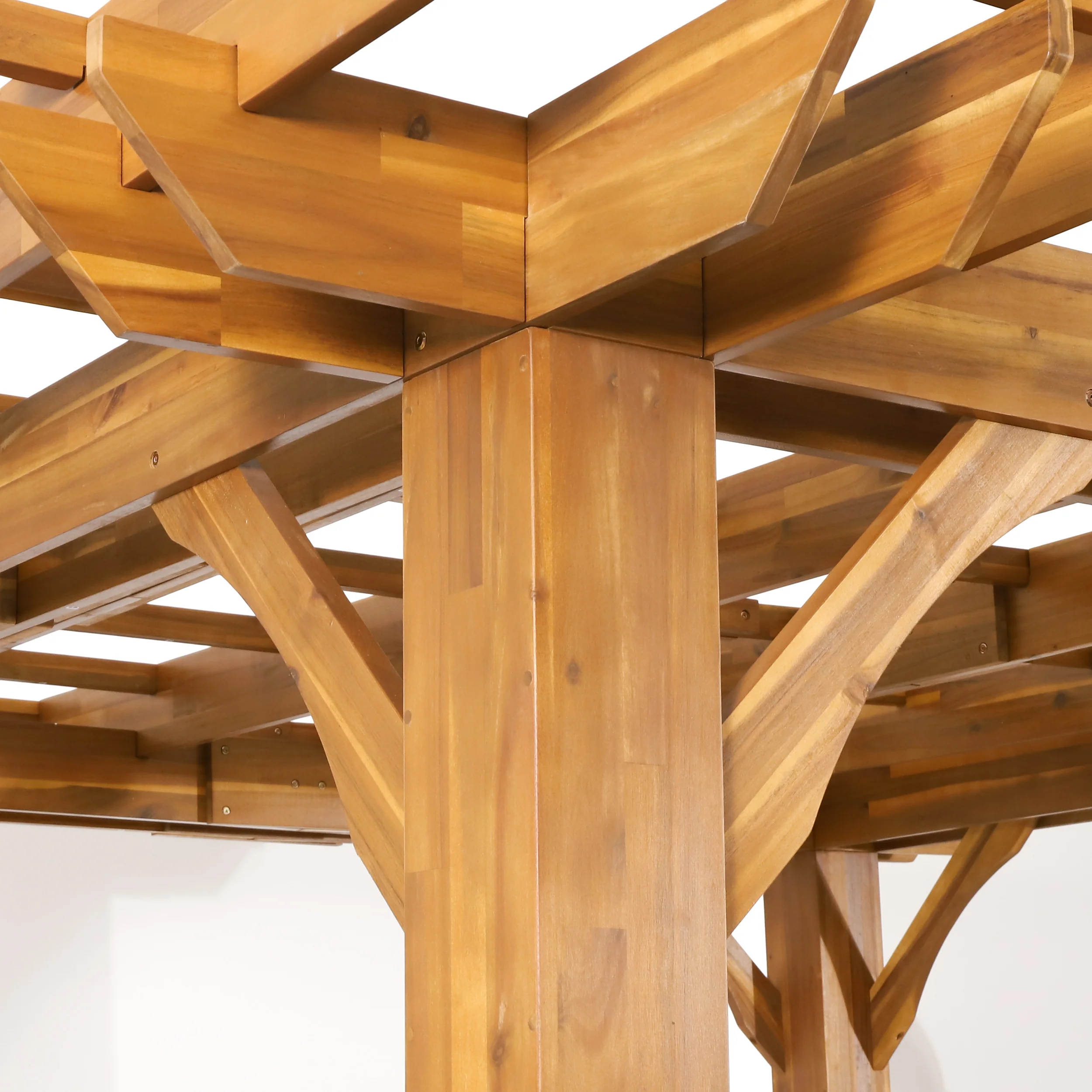 Dorain Outdoor 10' x 10' Acacia Wood Pergola, Teak - furnishings