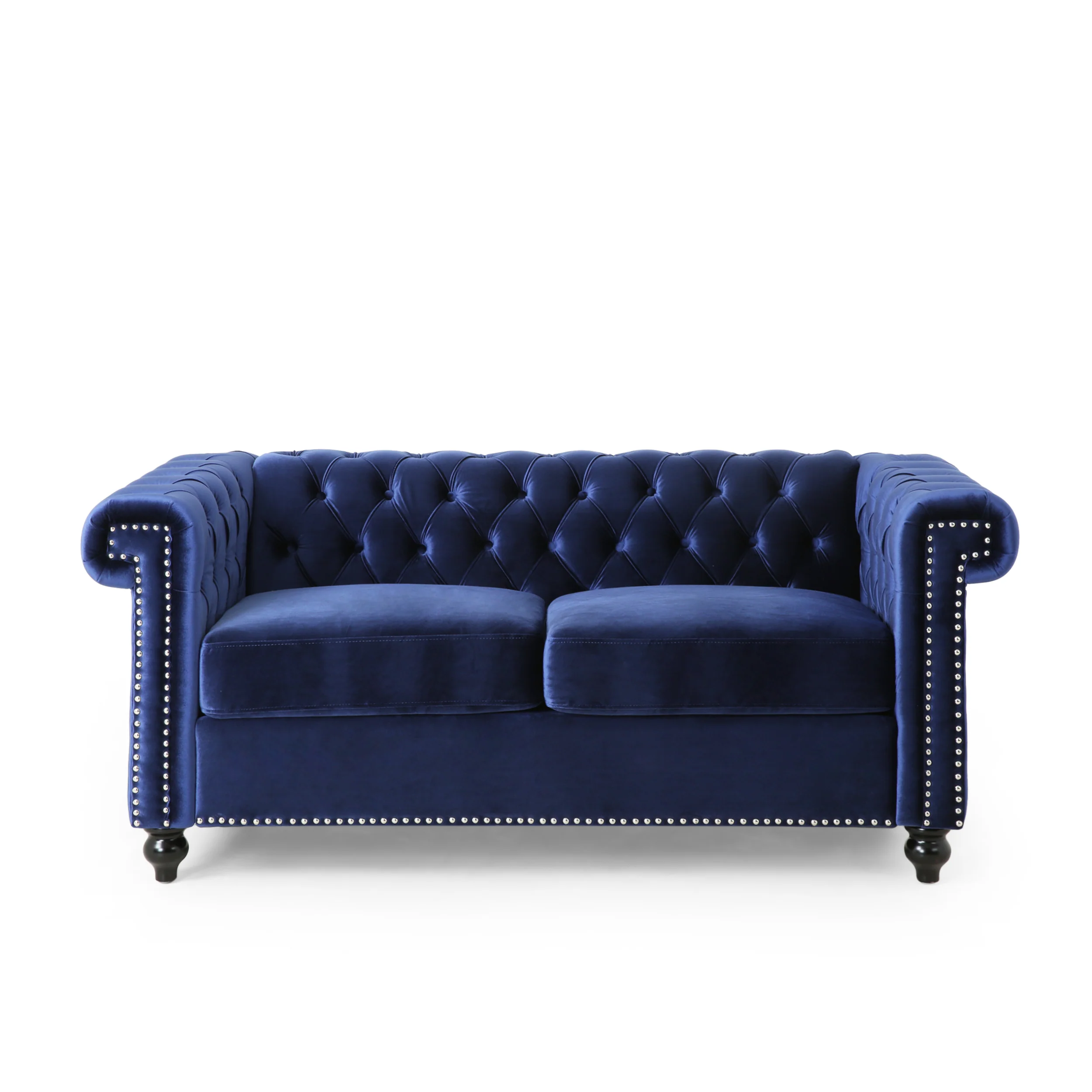 Timber Modern Glam Tufted Loveseat with Nailhead Trim - furnishings