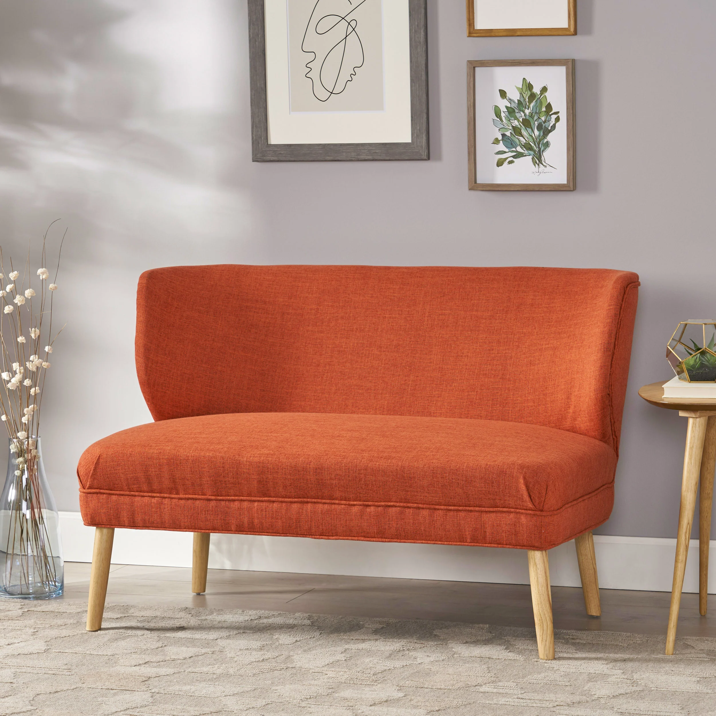 Dumont Mid Century Modern Fabric Settee - furnishings