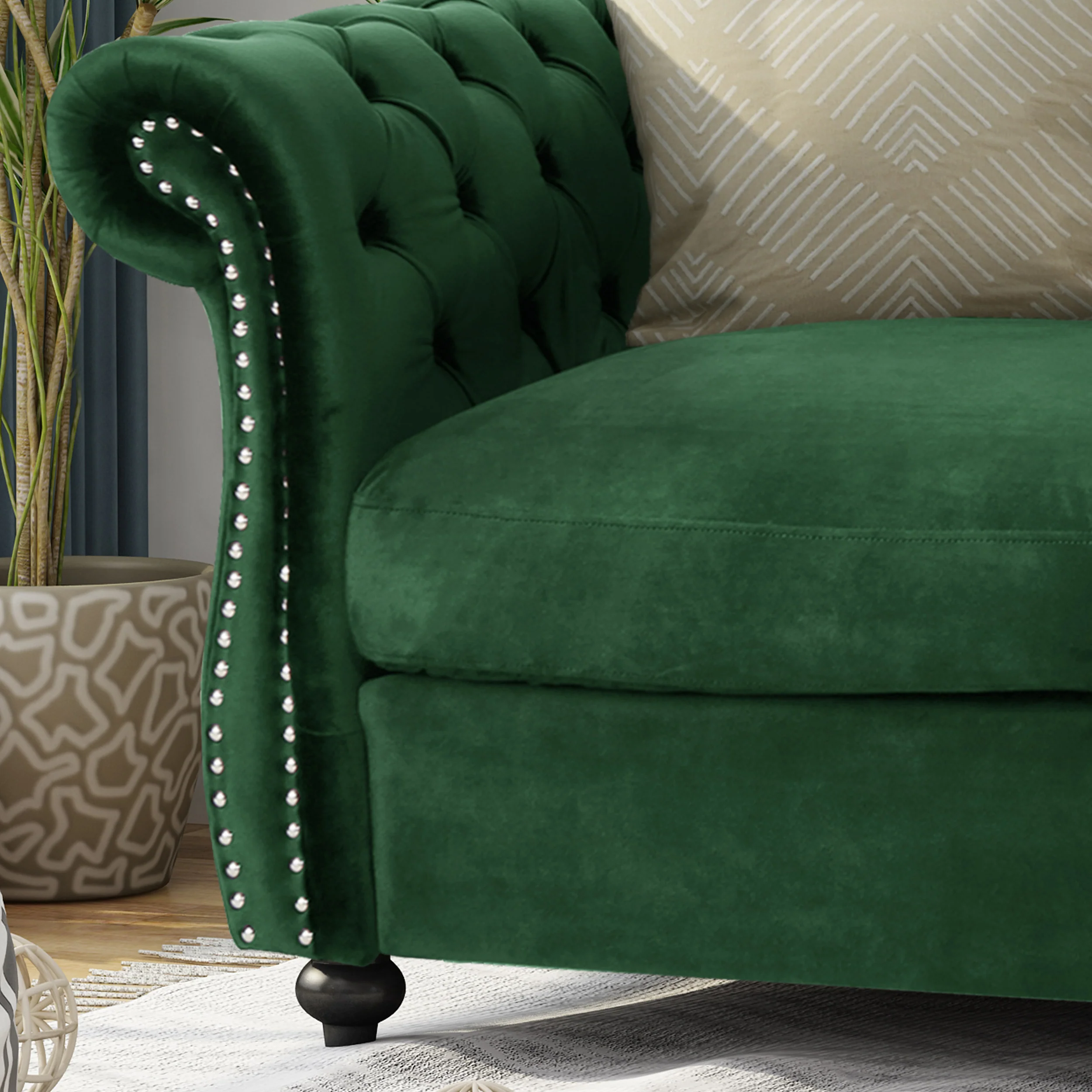 Kyle Traditional Chesterfield Velvet Loveseat Sofa - furnishings