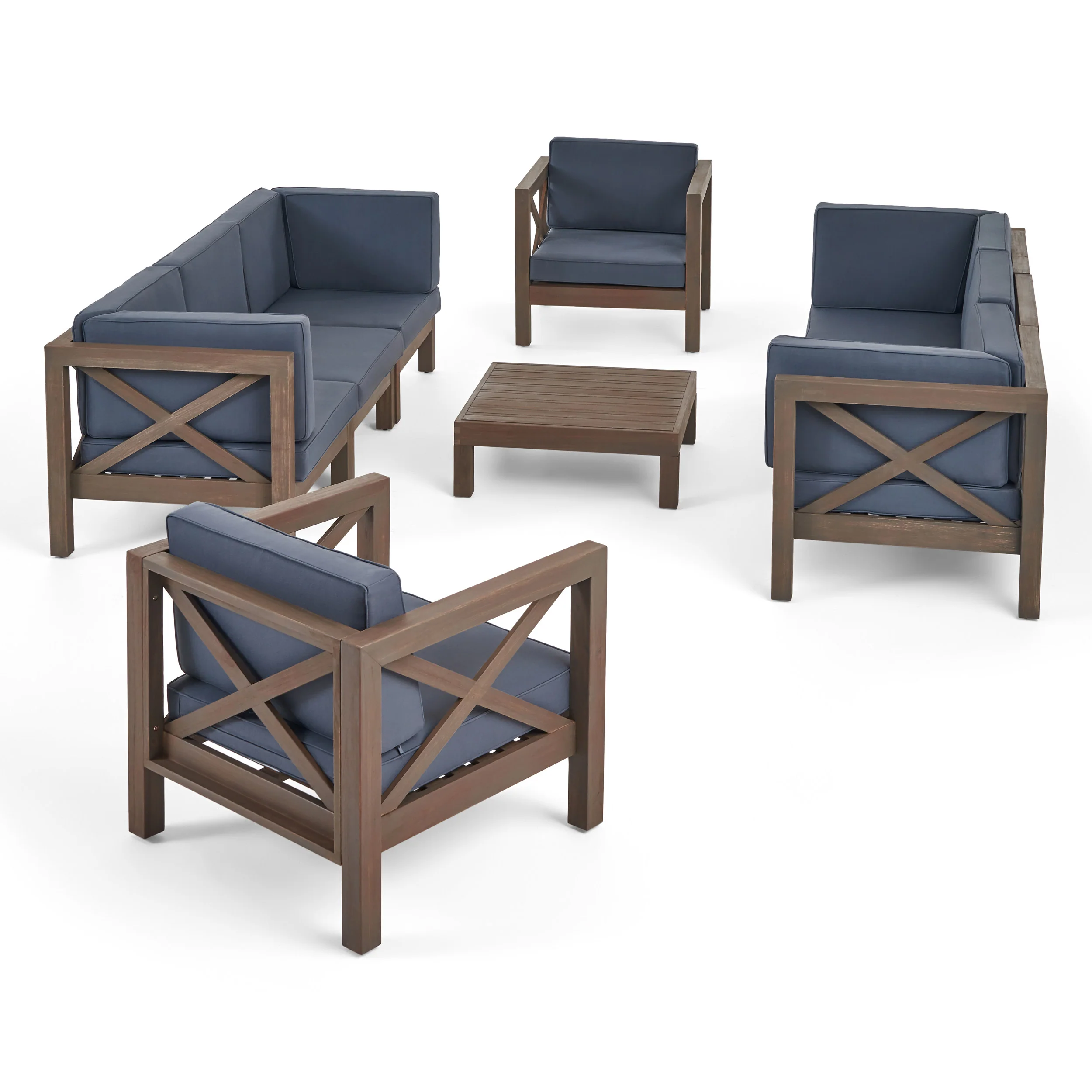 Morgan Outdoor 8 Seater Acacia Wood Sofa and Club Chair Set - furnishings