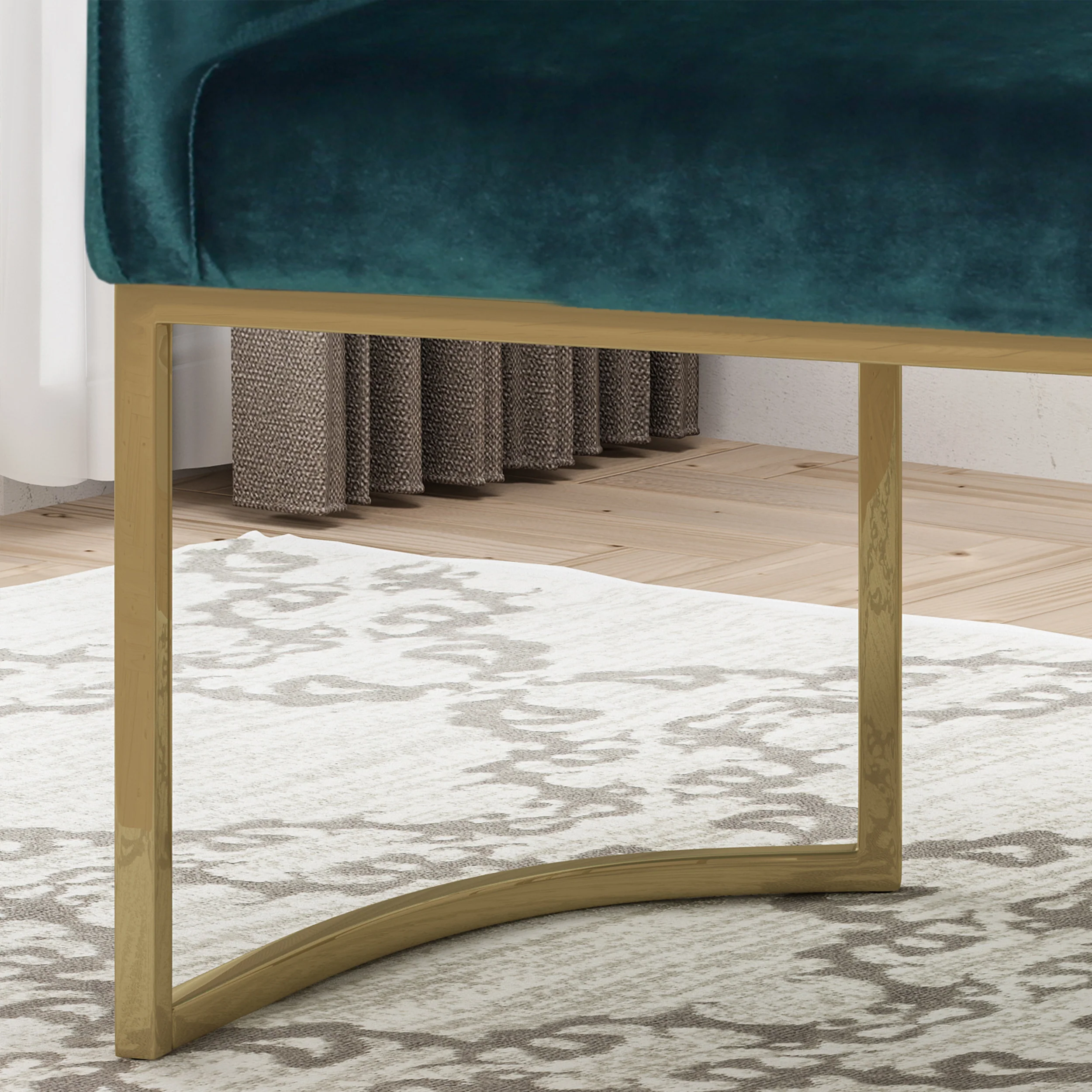 Fern Modern Tufted Glam Accent Chair with Velvet Cushions and U-Shaped Base - furnishings