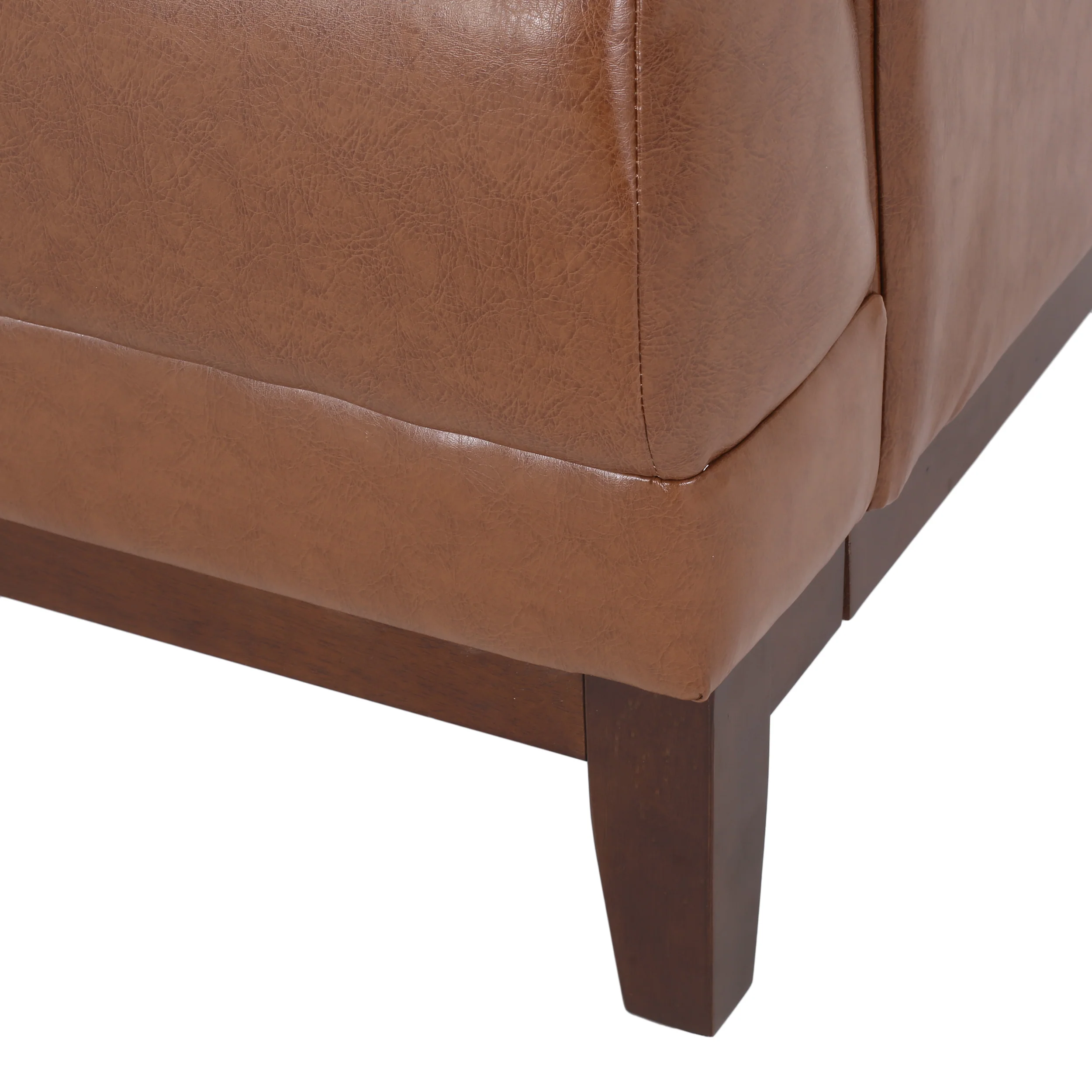 Stefan Mid Century Modern Faux Leather Tufted 3 Seater Sofa - furnishings