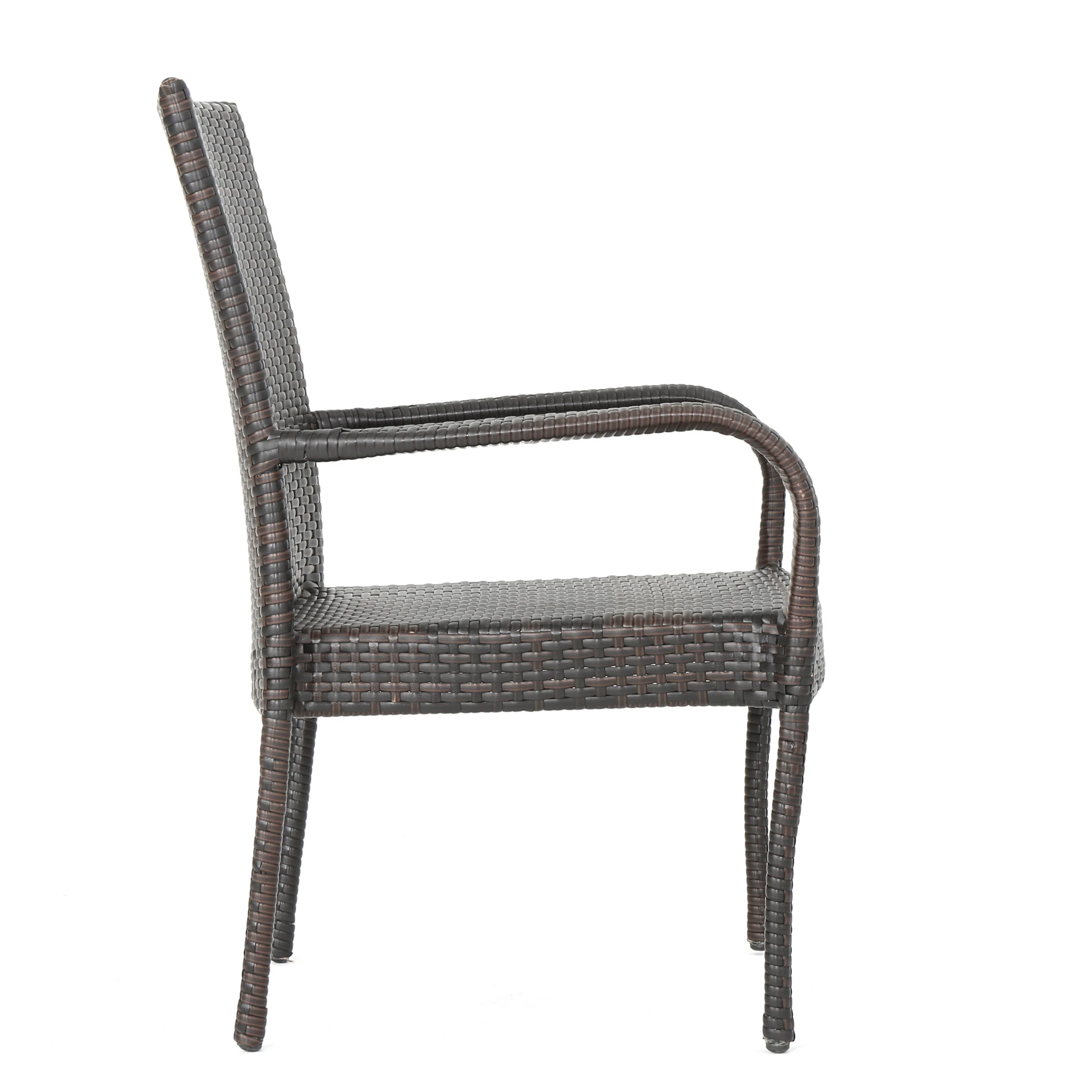 Fannie Outdoor 7 Piece Acacia Wood and Wicker Dining Set, Teak with Multi Brown Chairs - furnishings