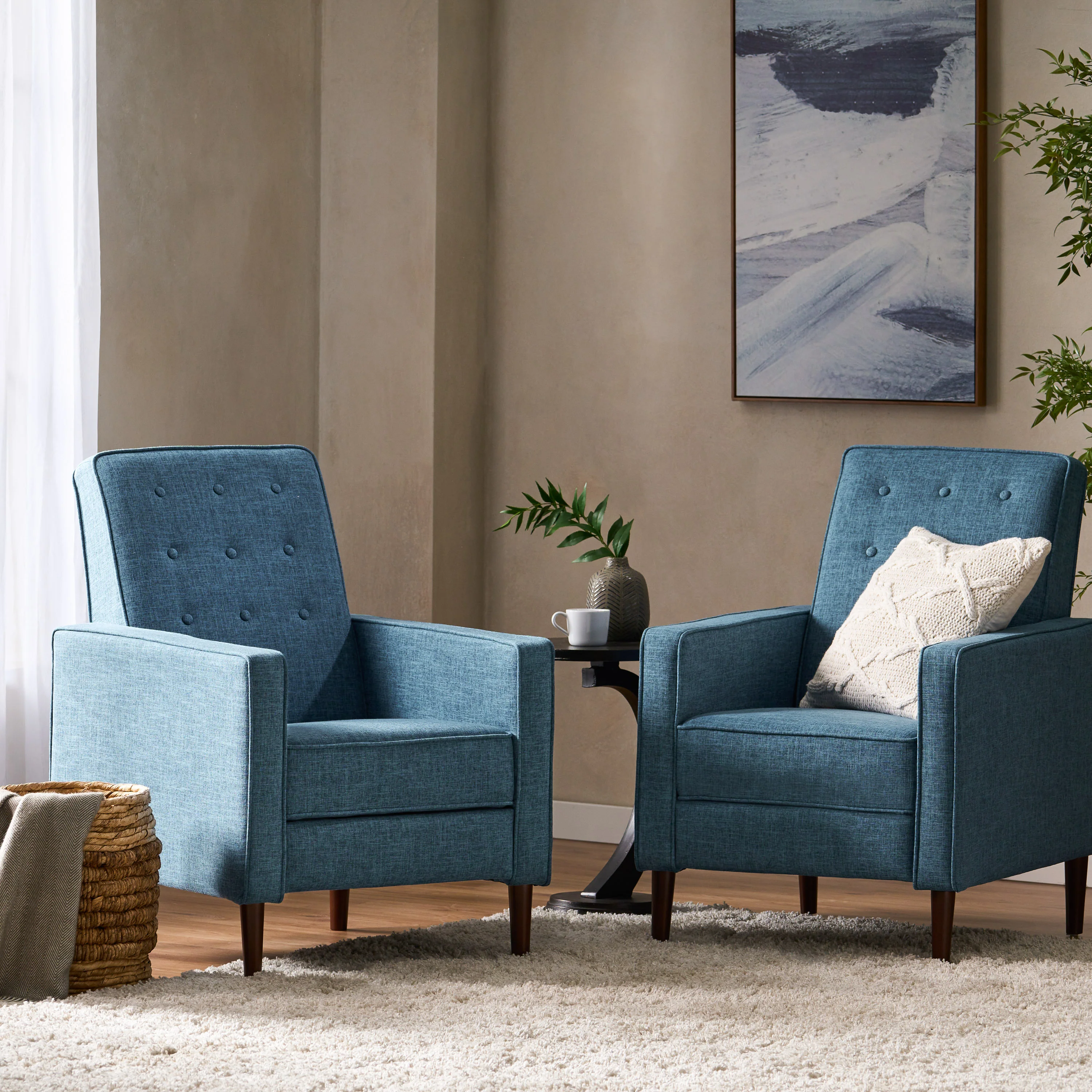 Marston Mid Century Modern Fabric Recliner (Set of 2) - furnishings