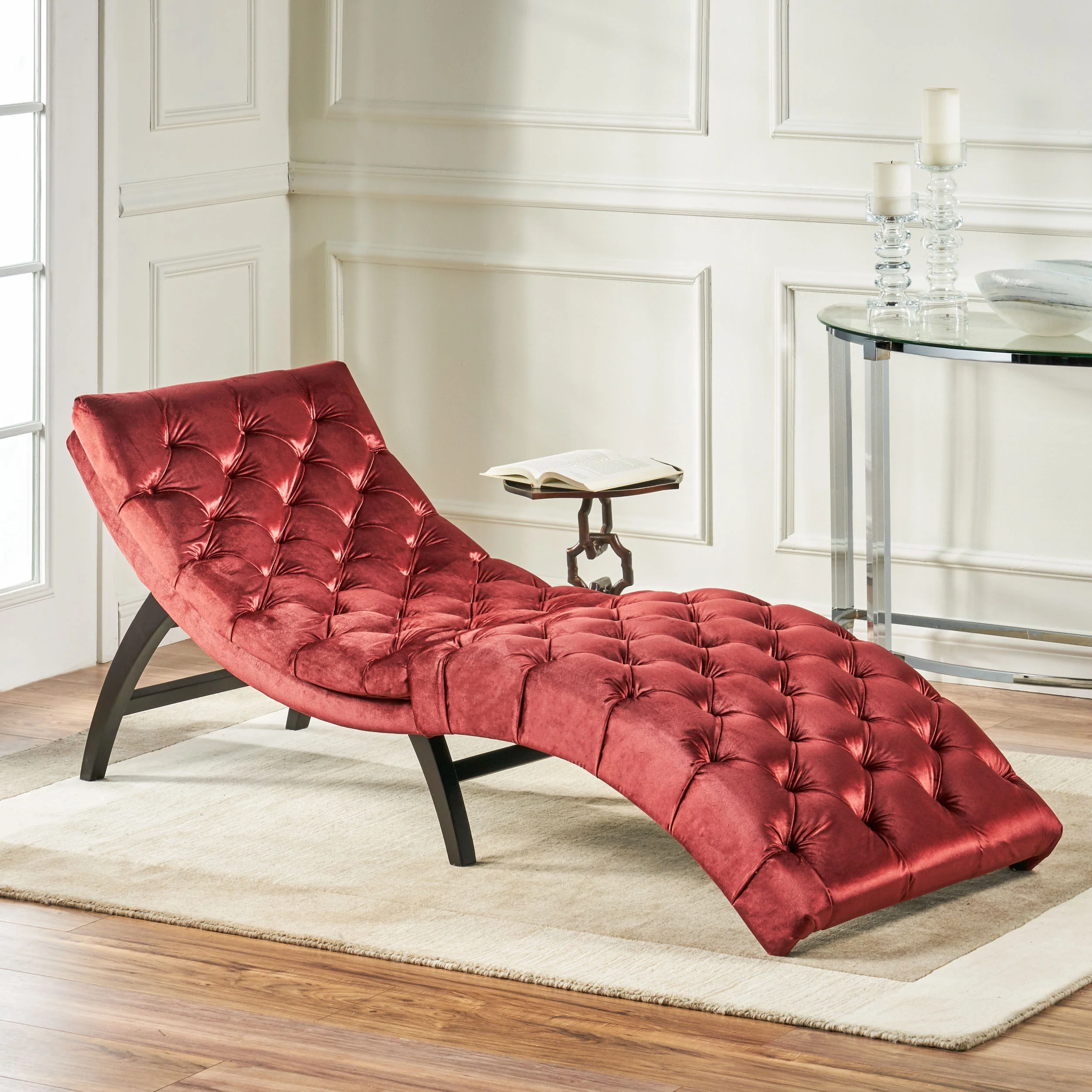 Grasby Tufted New Velvet Chaise Lounge - furnishings