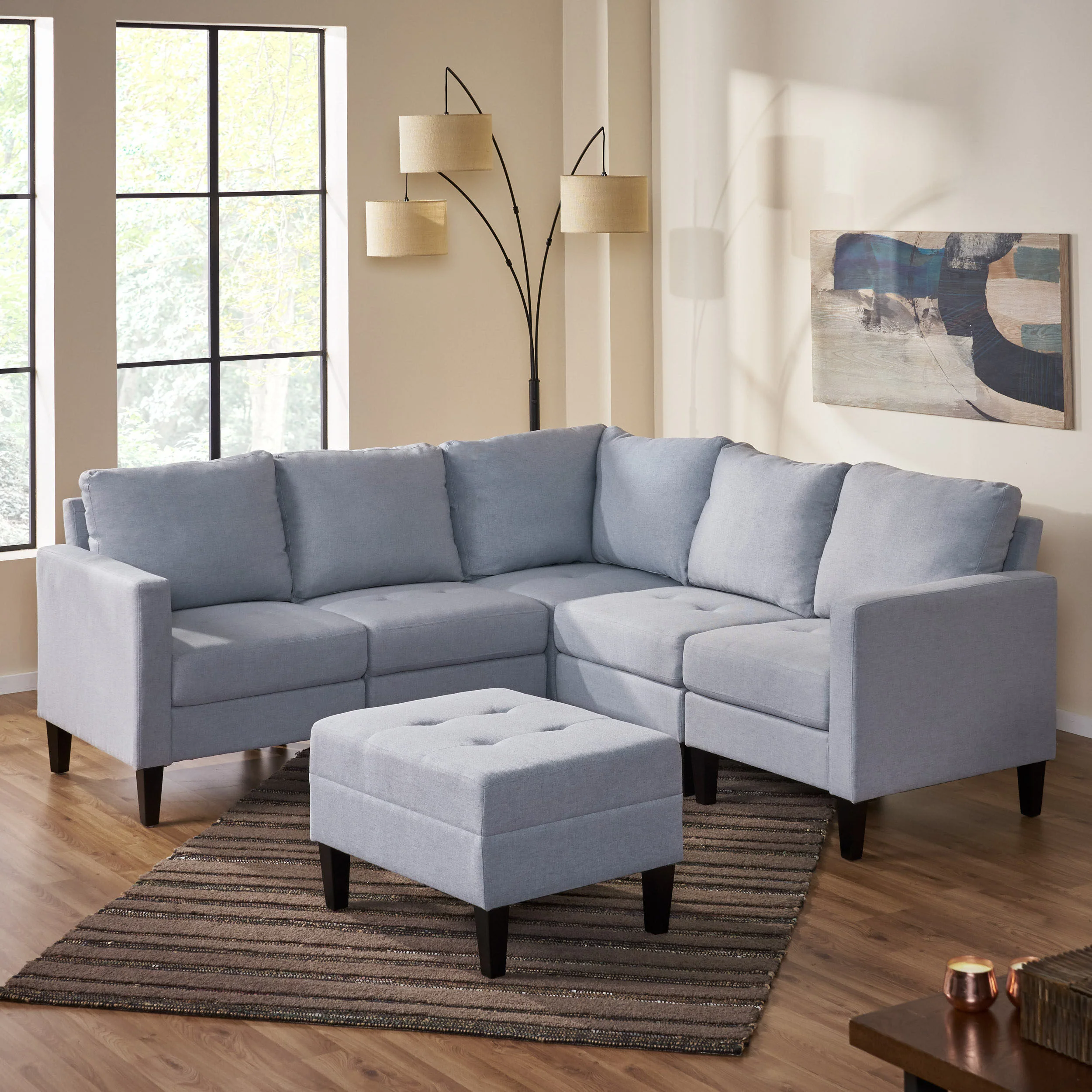Bridger Fabric Sectional Couch with Ottoman - furnishings