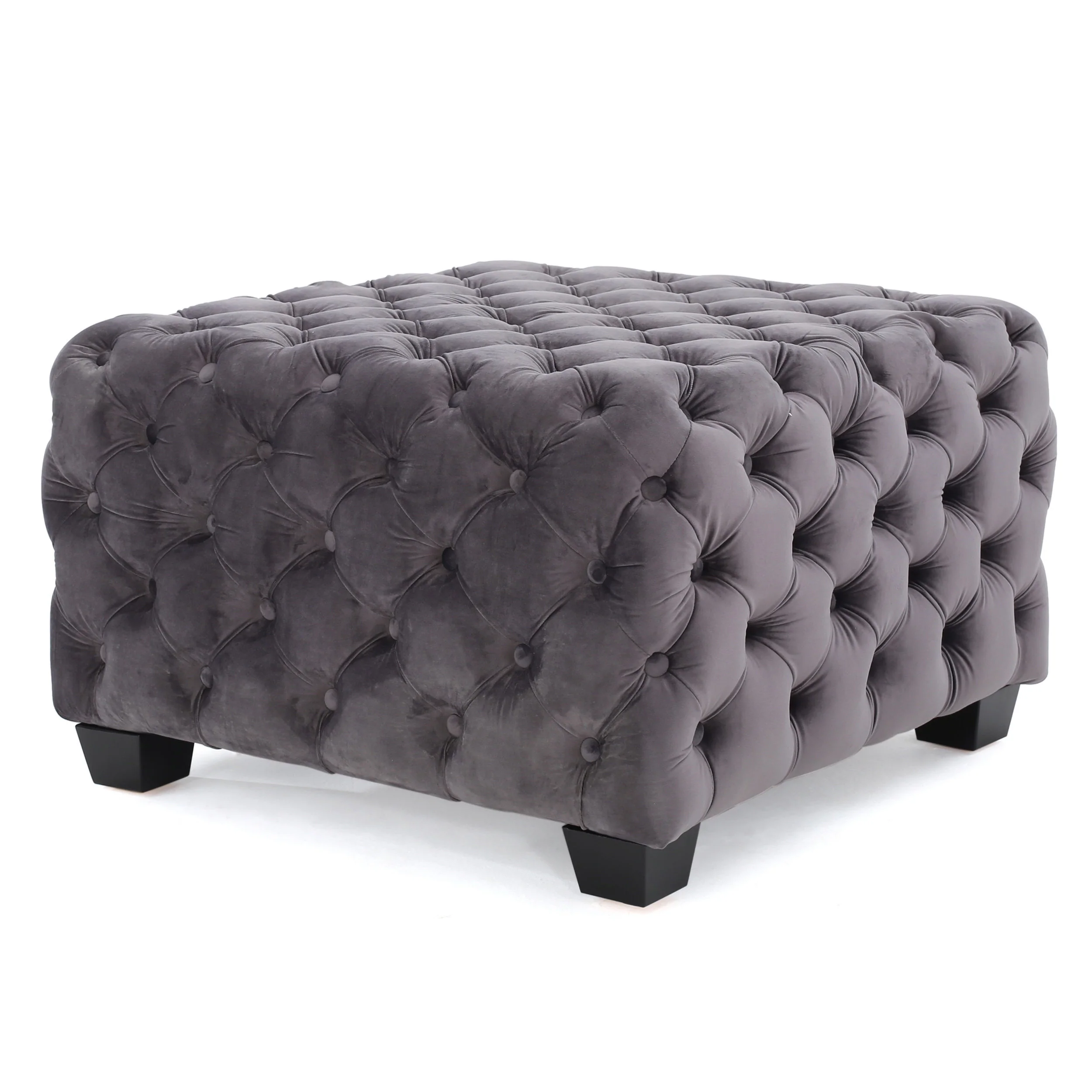 Provence Tufted New Velvet Fabric Ottoman Pouf - furnishings