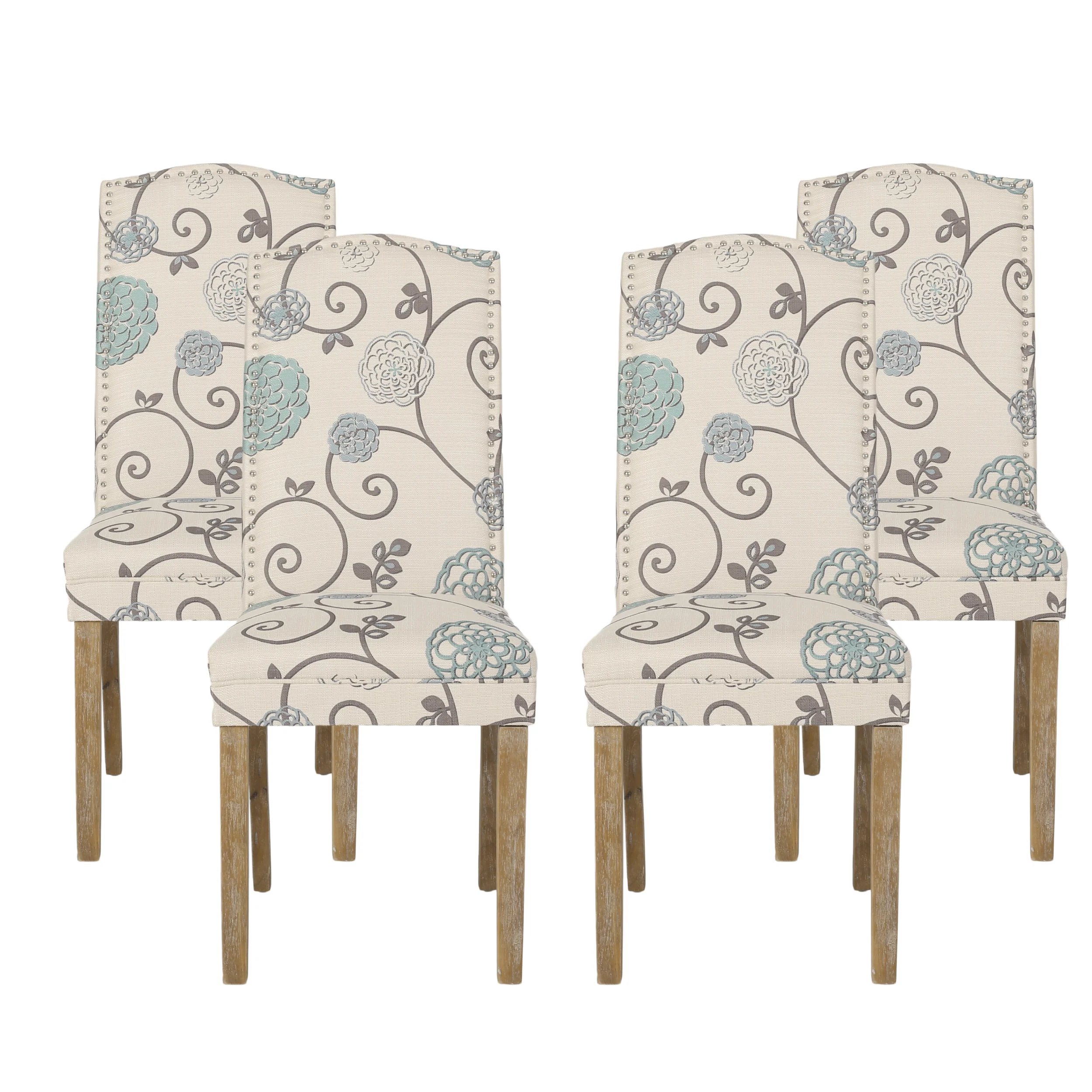 Geromin Contemporary Fabric Dining Chairs with Nailhead Trim, Set of 4 - furnishings