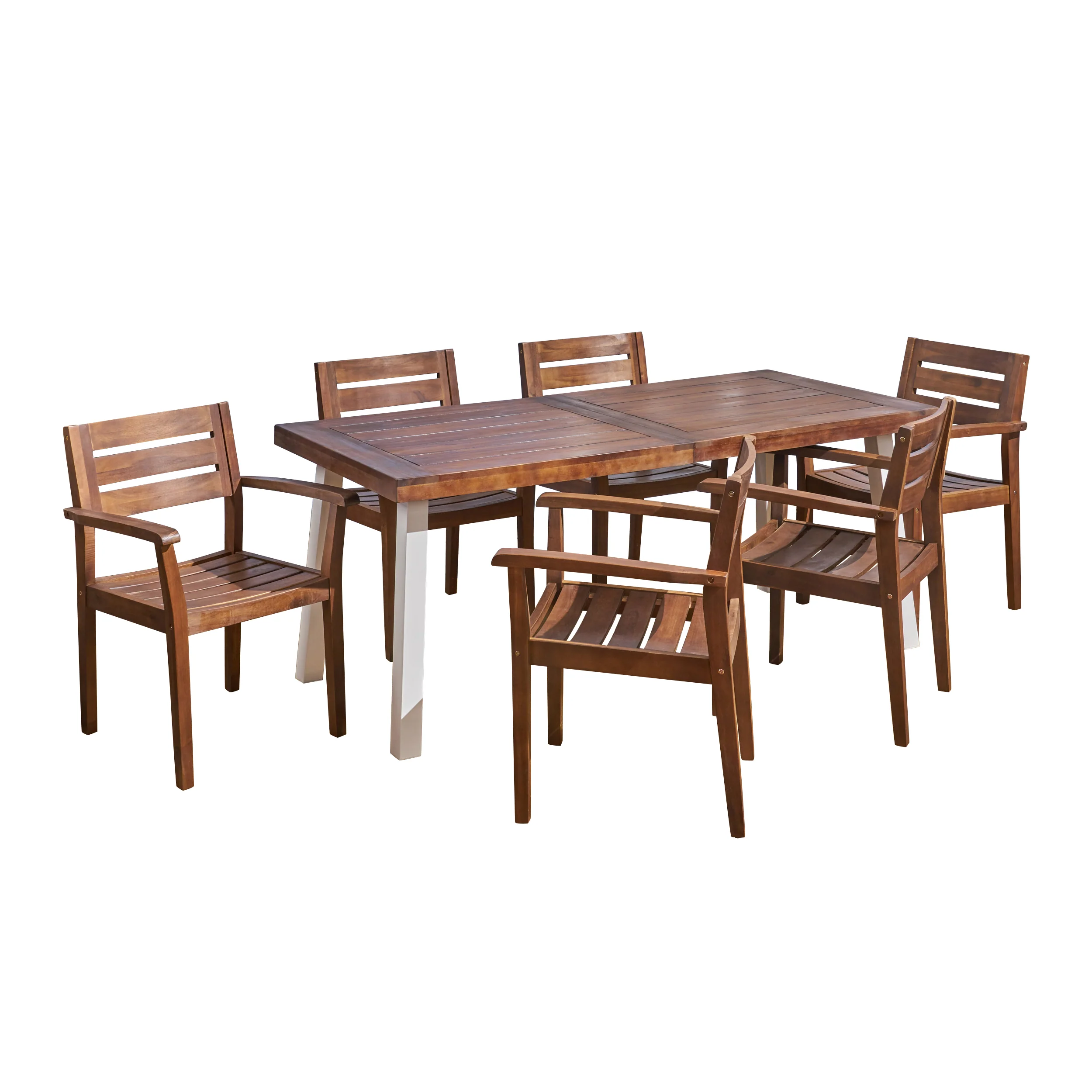 Zoey Outdoor Rustic Acacia Wood 7 Piece Dining Set - furnishings