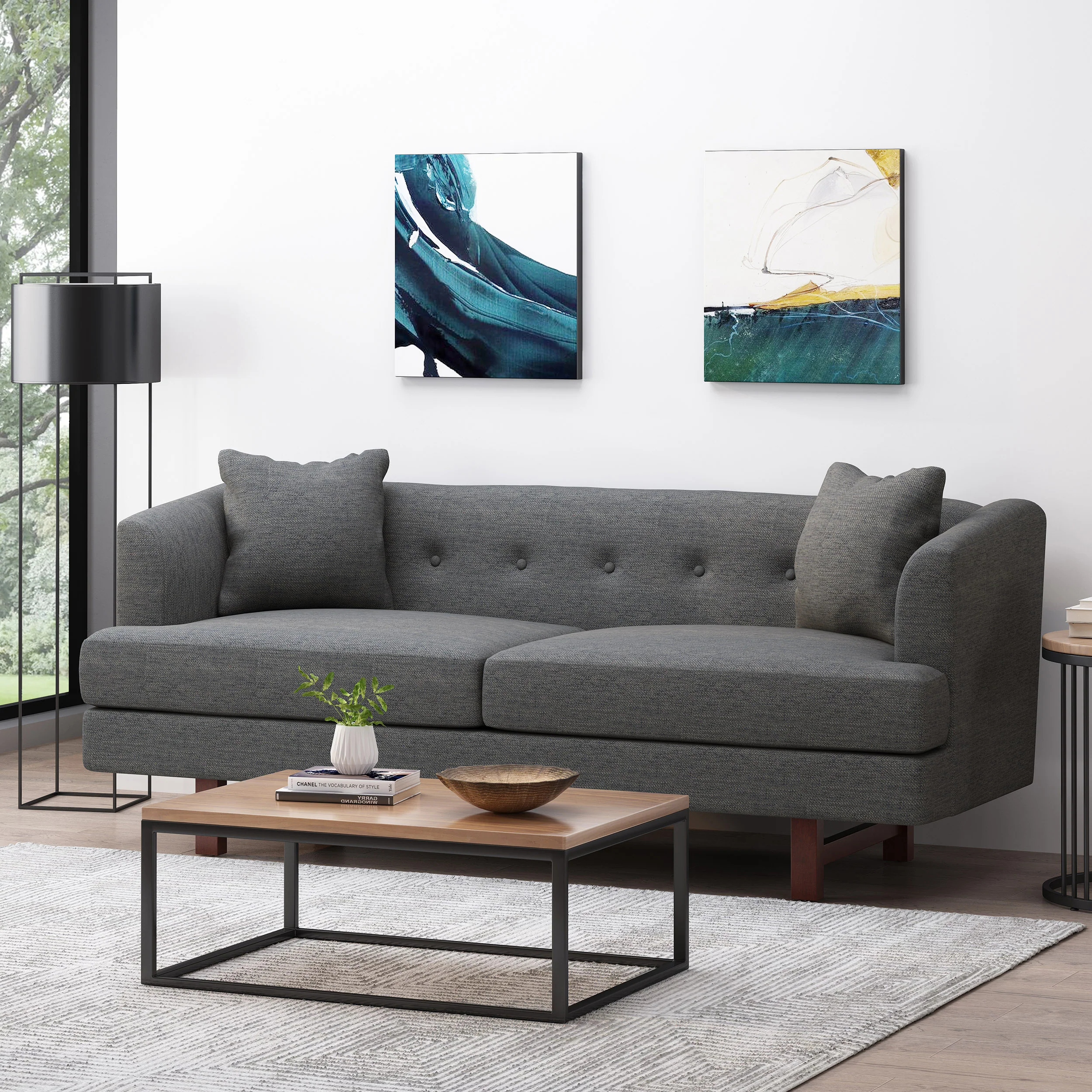 Sparks Mid-Century Modern Upholstered 3 Seater Sofa - furnishings