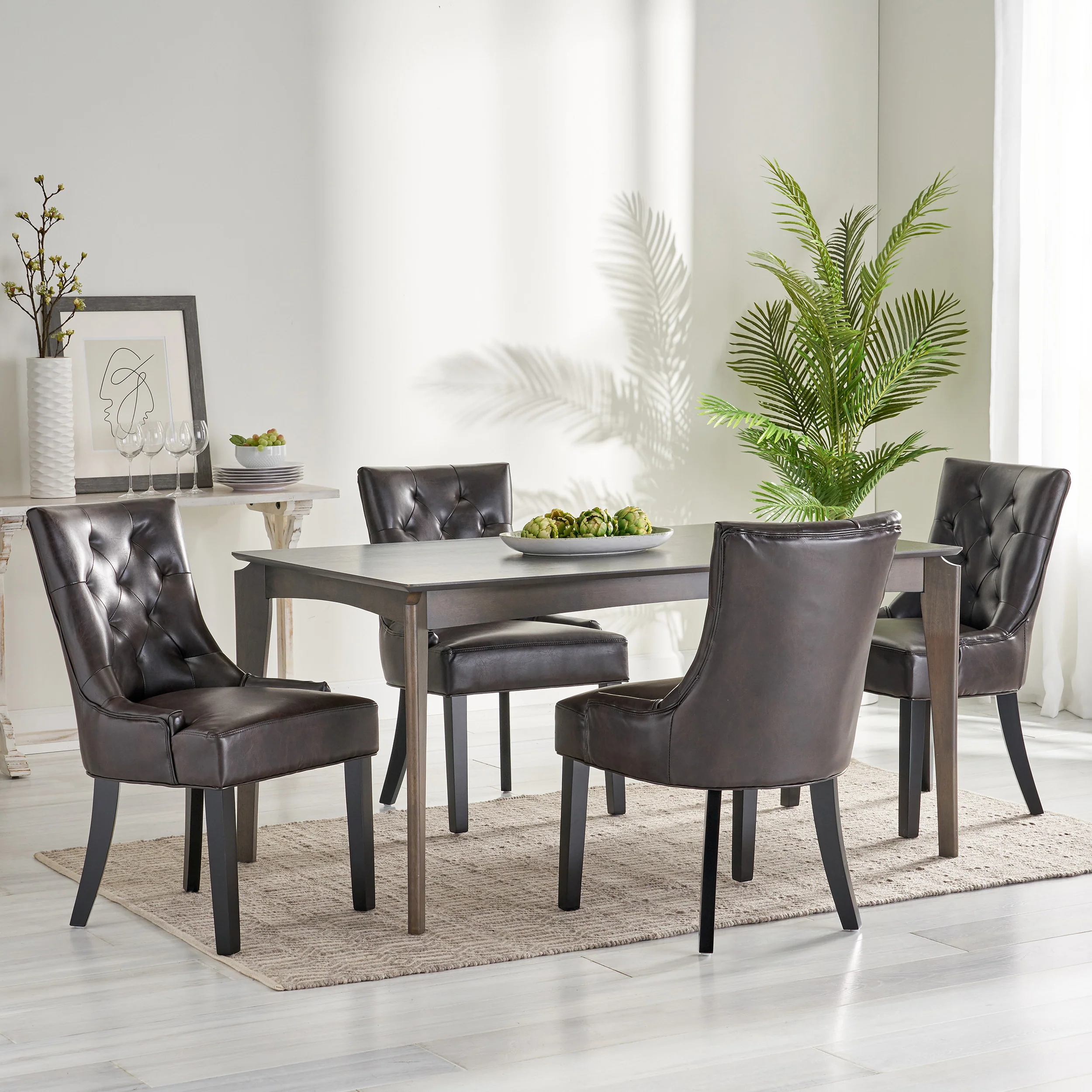 Stacy Hourglass Leather Dining Chairs (Set of 4) - furnishings
