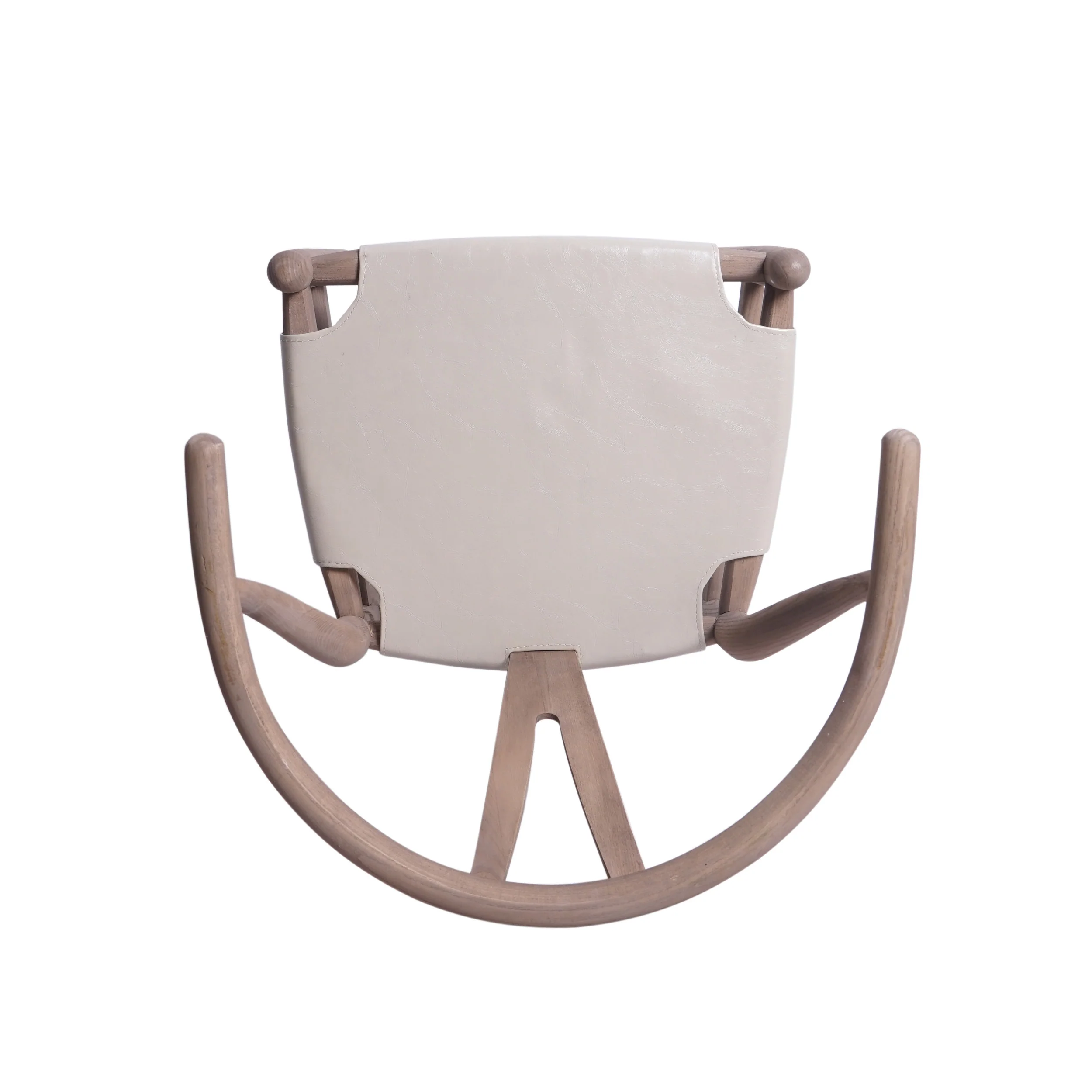 Quince Rustic Faux Leather and Elm Wood Wishbone Chair - furnishings