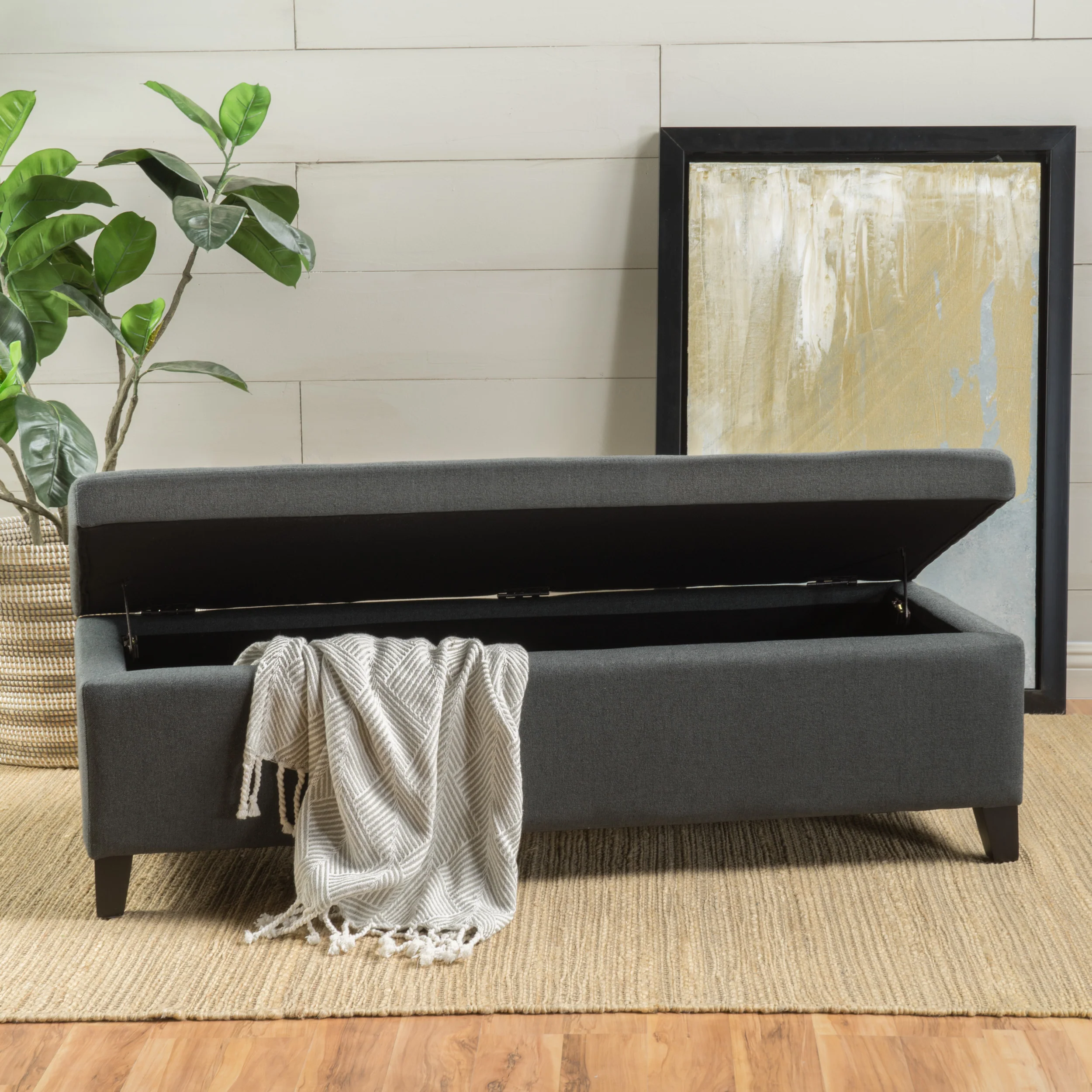 Annis Rectangle Fabric Storage Ottoman Bench - furnishings