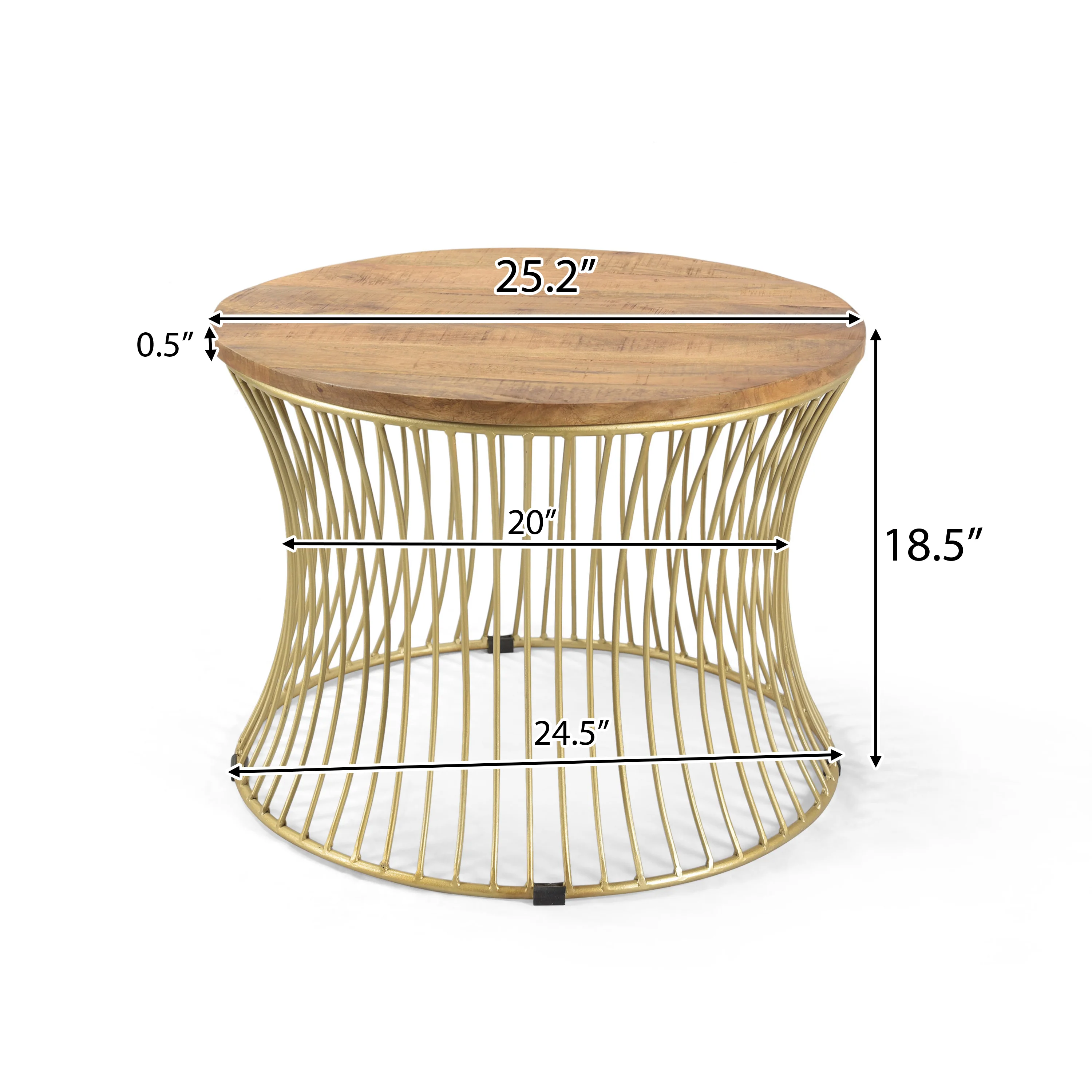 Ameliarae Handcrafted Boho Mango Wood and Iron Coffee Table - furnishings