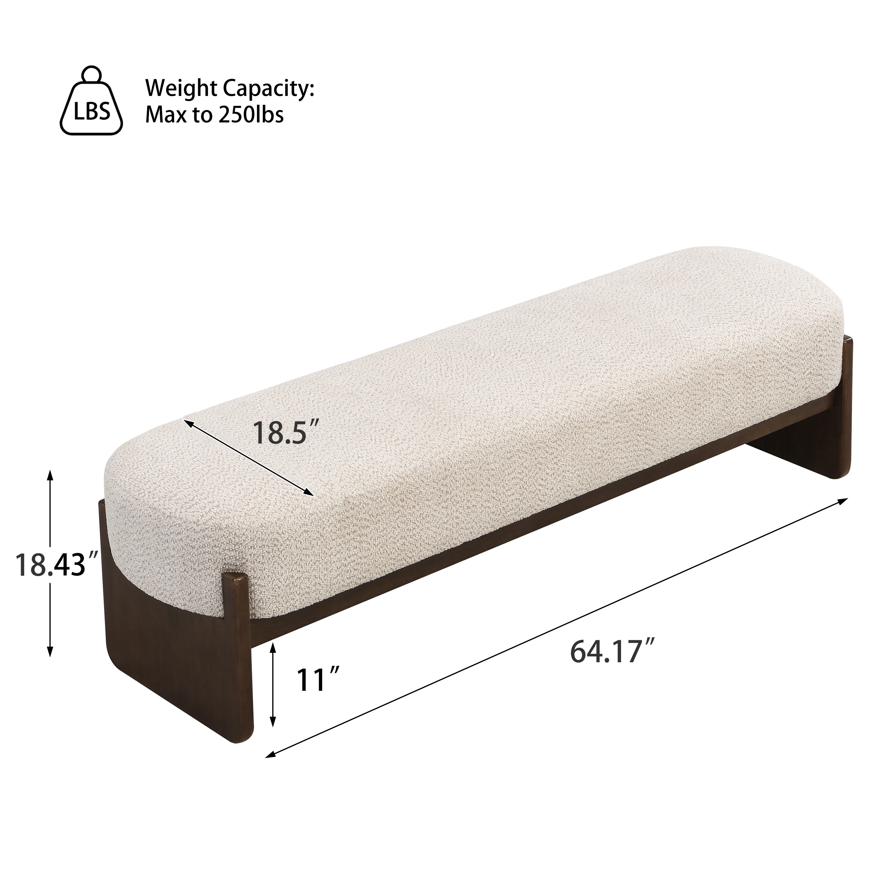 Sorena Modern Upholstered Loop Yarn Ottoman, Solid Wood - furnishings