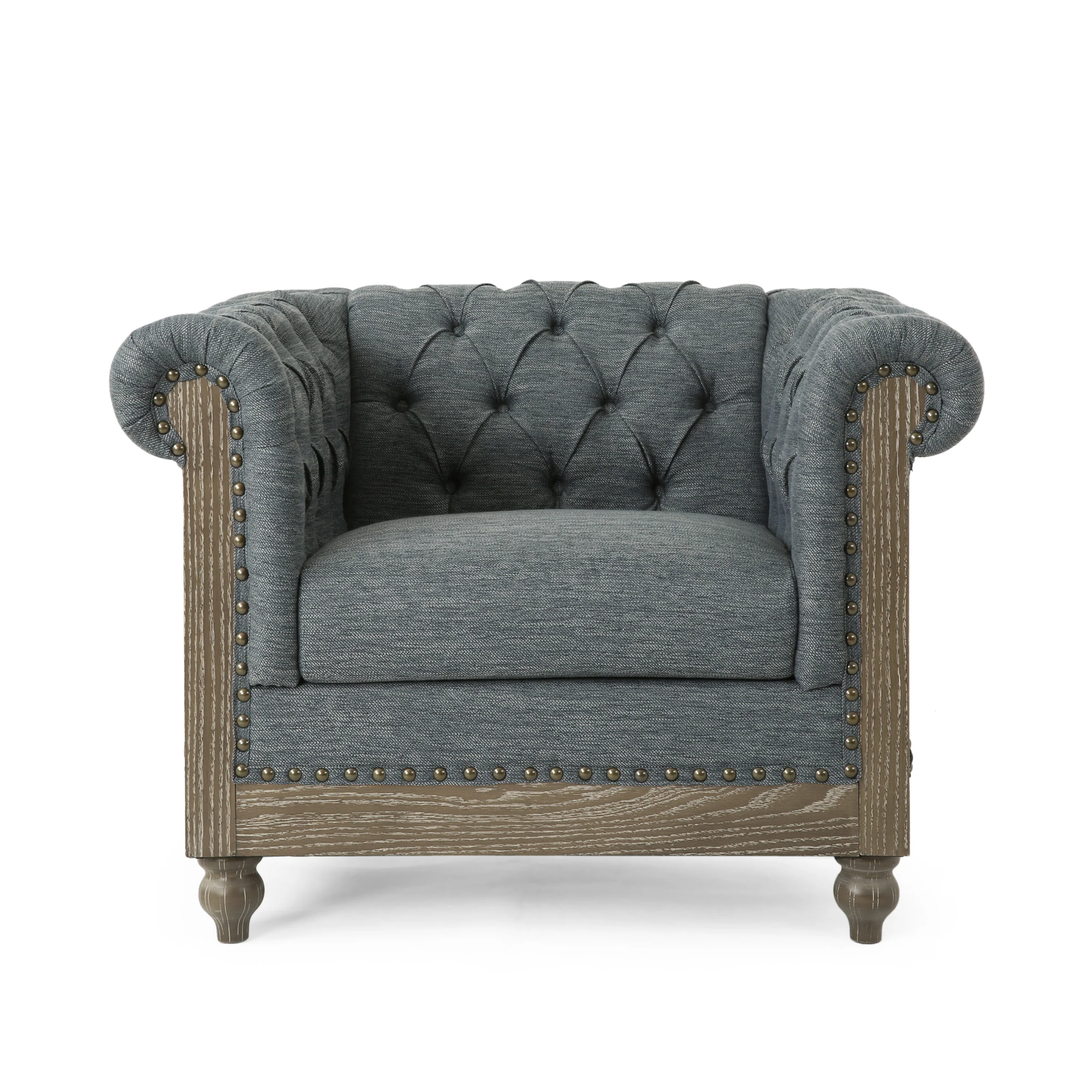 Alejandro Chesterfield Tufted Fabric Club Chair with Nailhead Trim - furnishings
