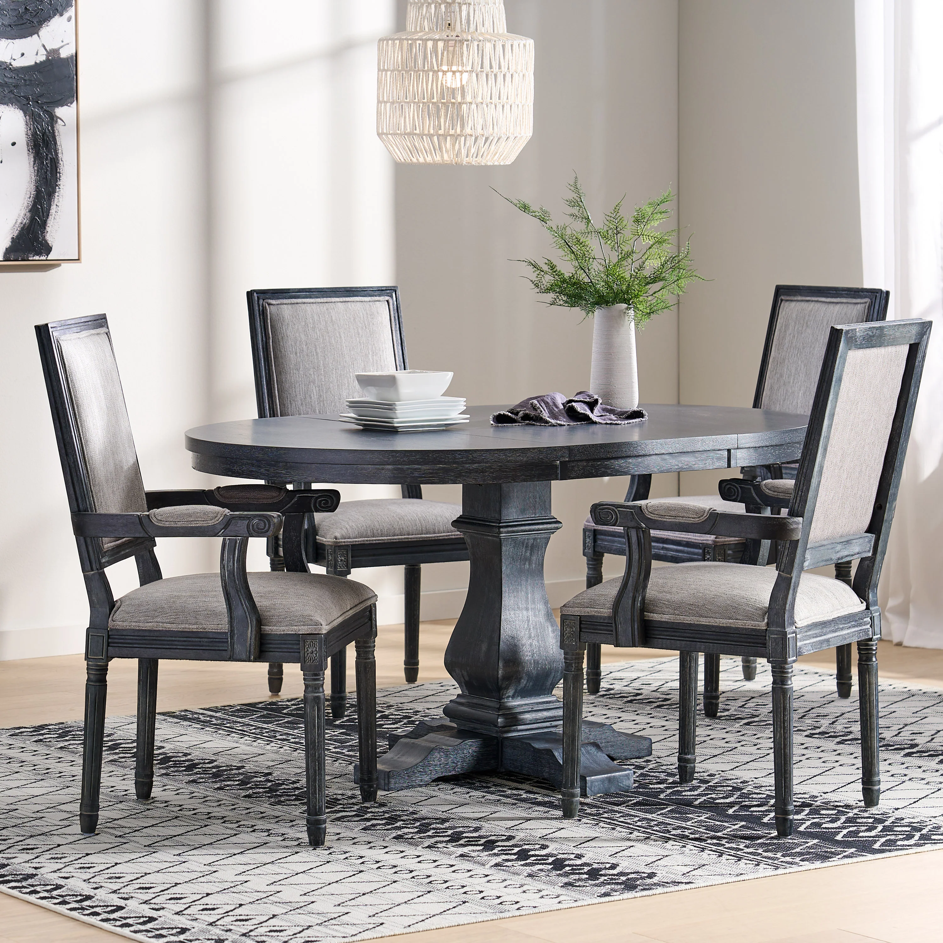 Ashlyn French Country Wood 5-Piece Expandable Dining Set - furnishings