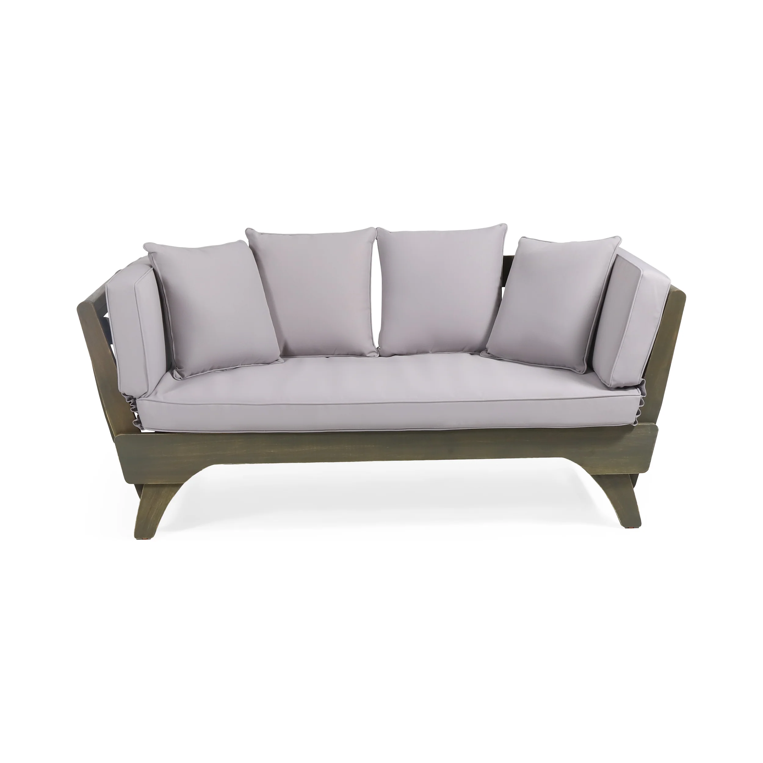 Oceanna Outdoor Acacia Wood and Rope Expandable Daybed with Cushions - furnishings