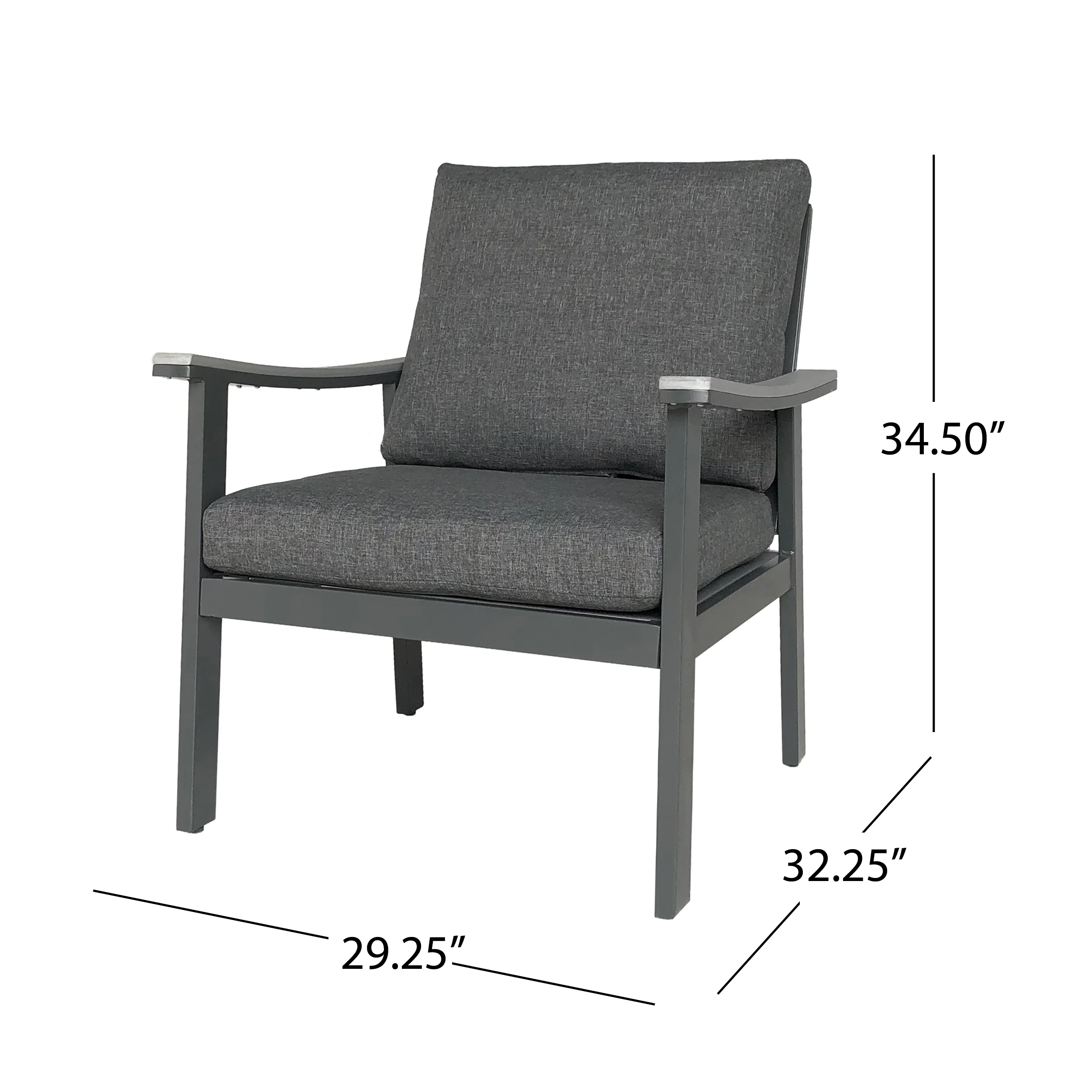 Mathias Outdoor 4 Piece Aluminum and Faux Wood Chat Set with Cushions - furnishings