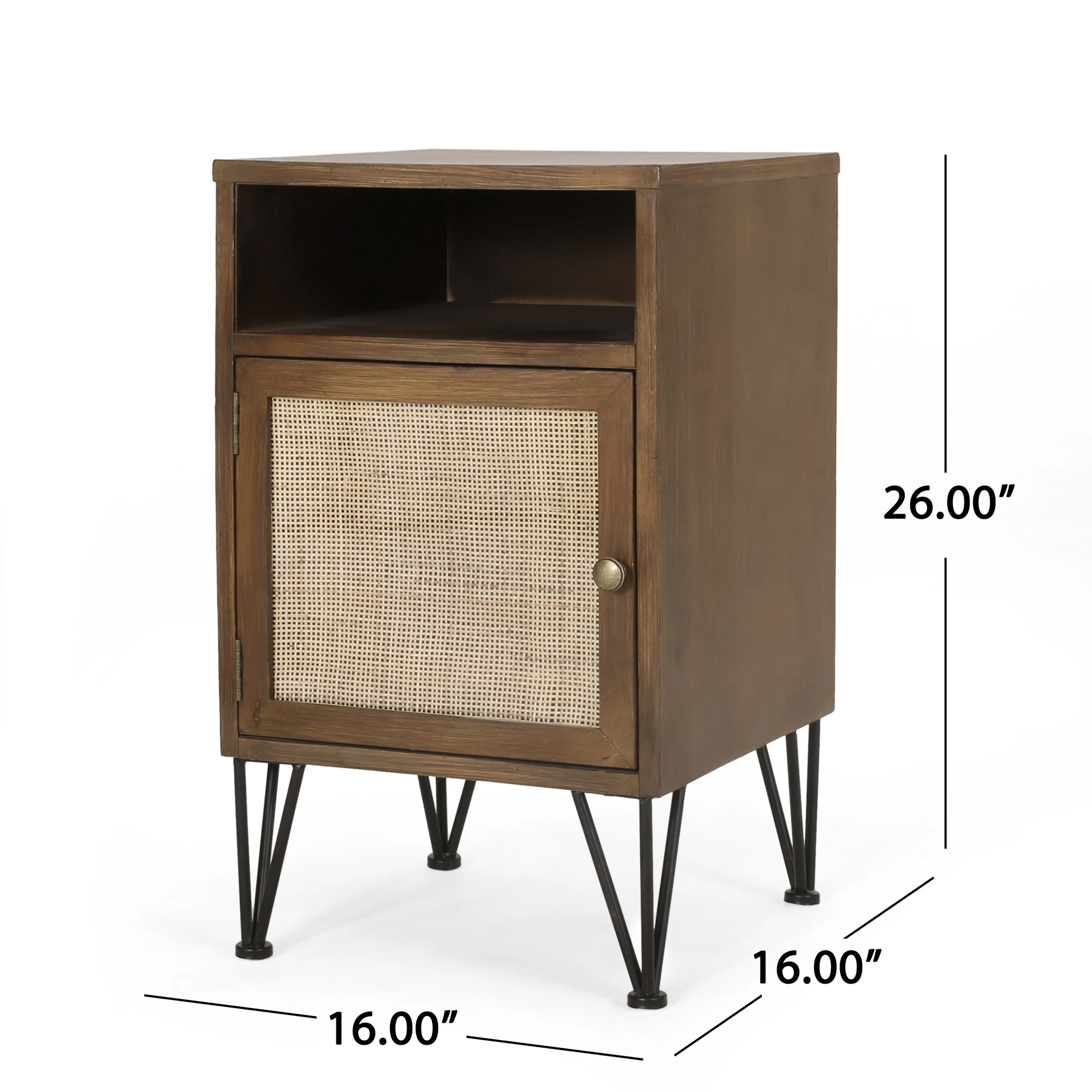 Merlack Contemporary End Table with Storage, Walnut, Natural, and Black - furnishings