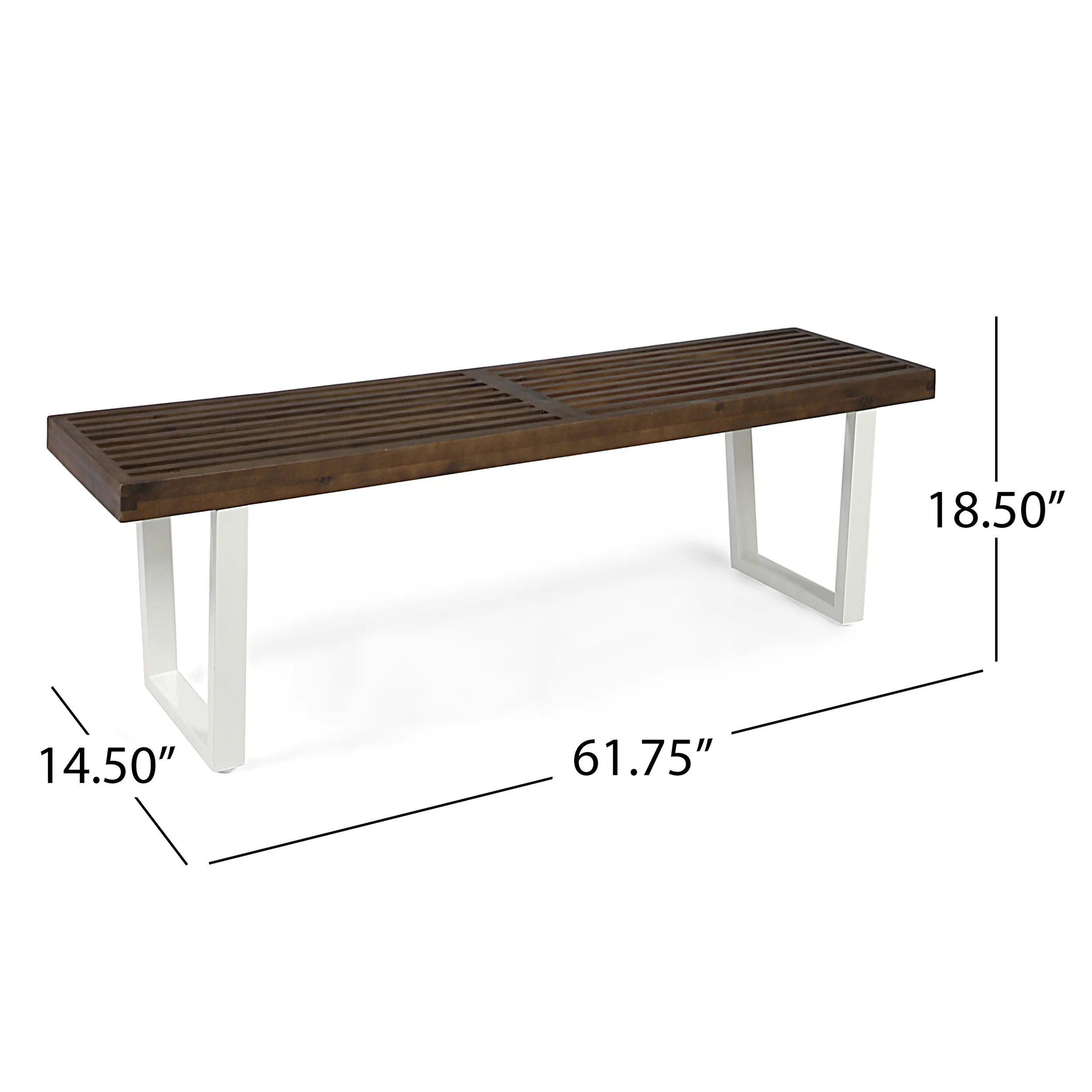 Joa Patio Dining Bench, Acacia Wood with Iron Legs, Modern, Contemporary - furnishings