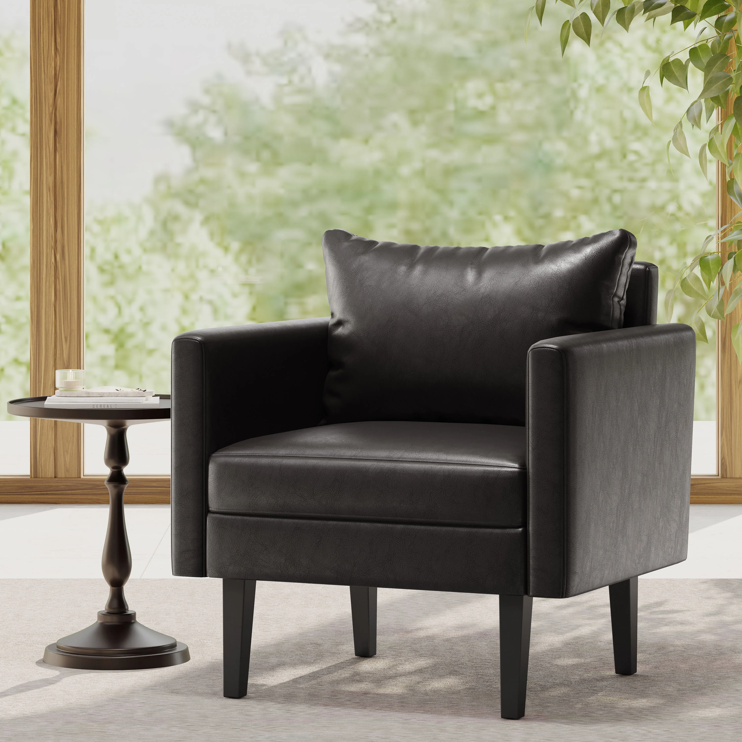 Dowd Mid Century Modern Faux Leather Club Chair - furnishings
