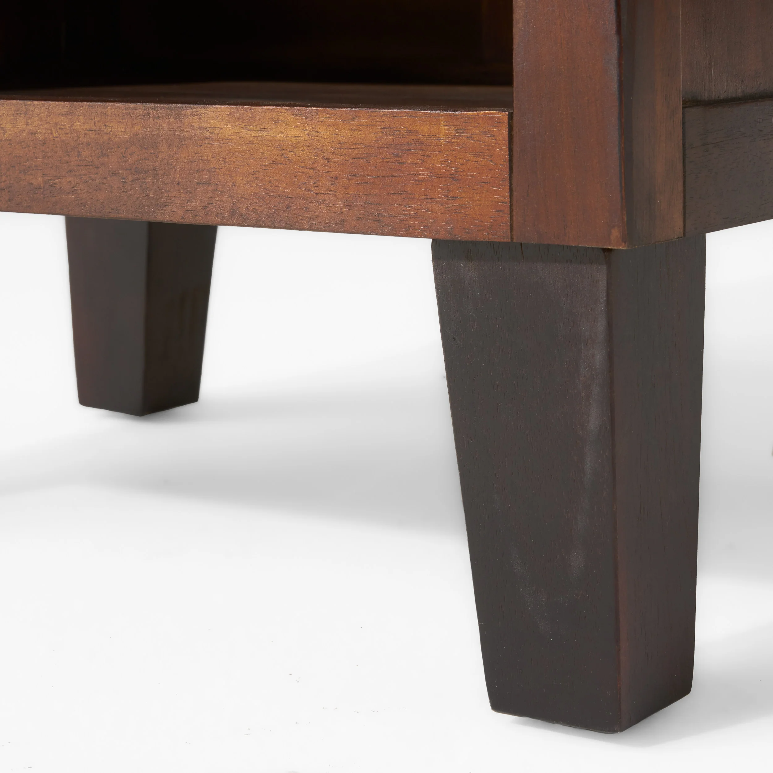 Glendora Brown Mahogany Solid Wood Single Drawer End Table Nightstand - furnishings