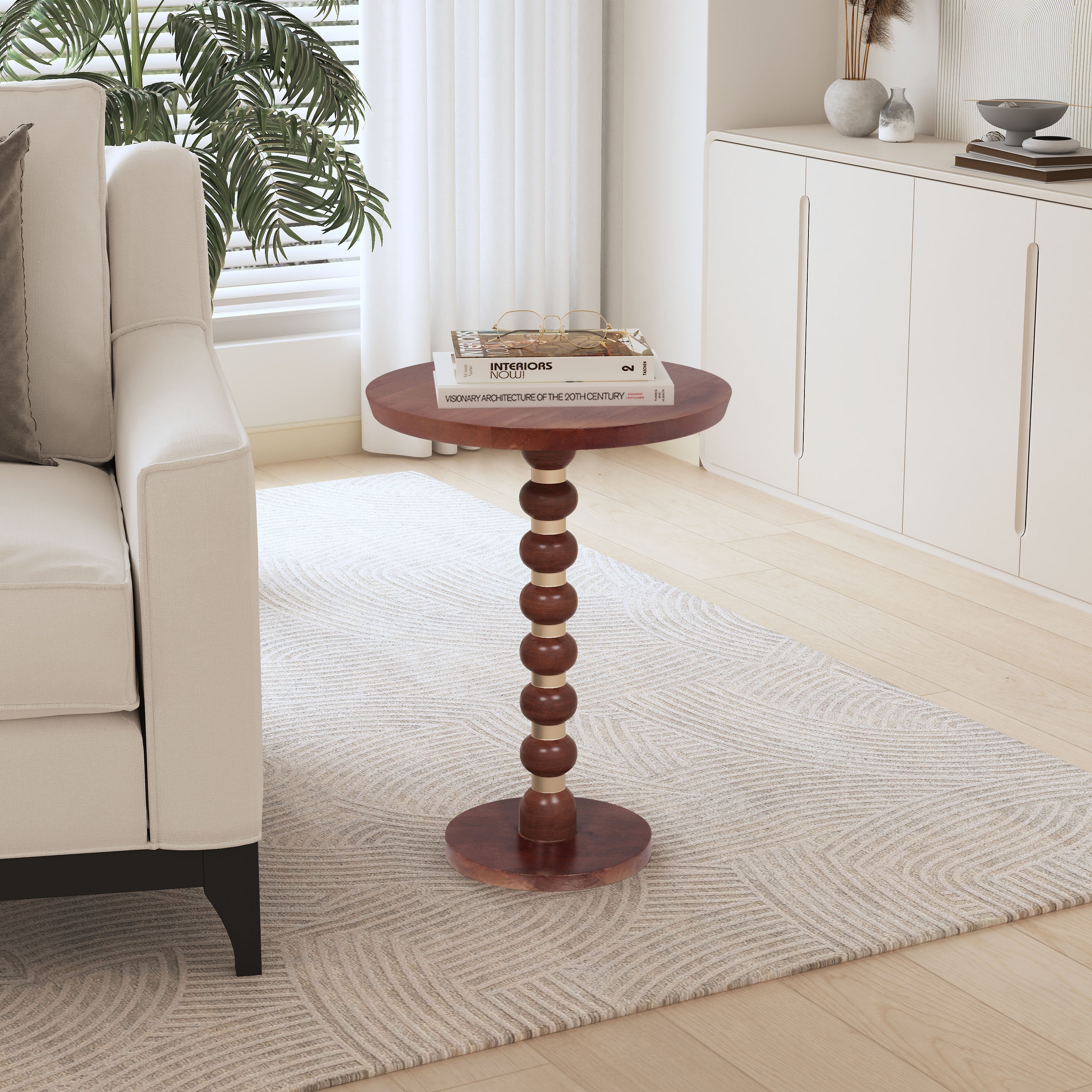 Orablu Modern Round Mango Wood End Table - furnishings