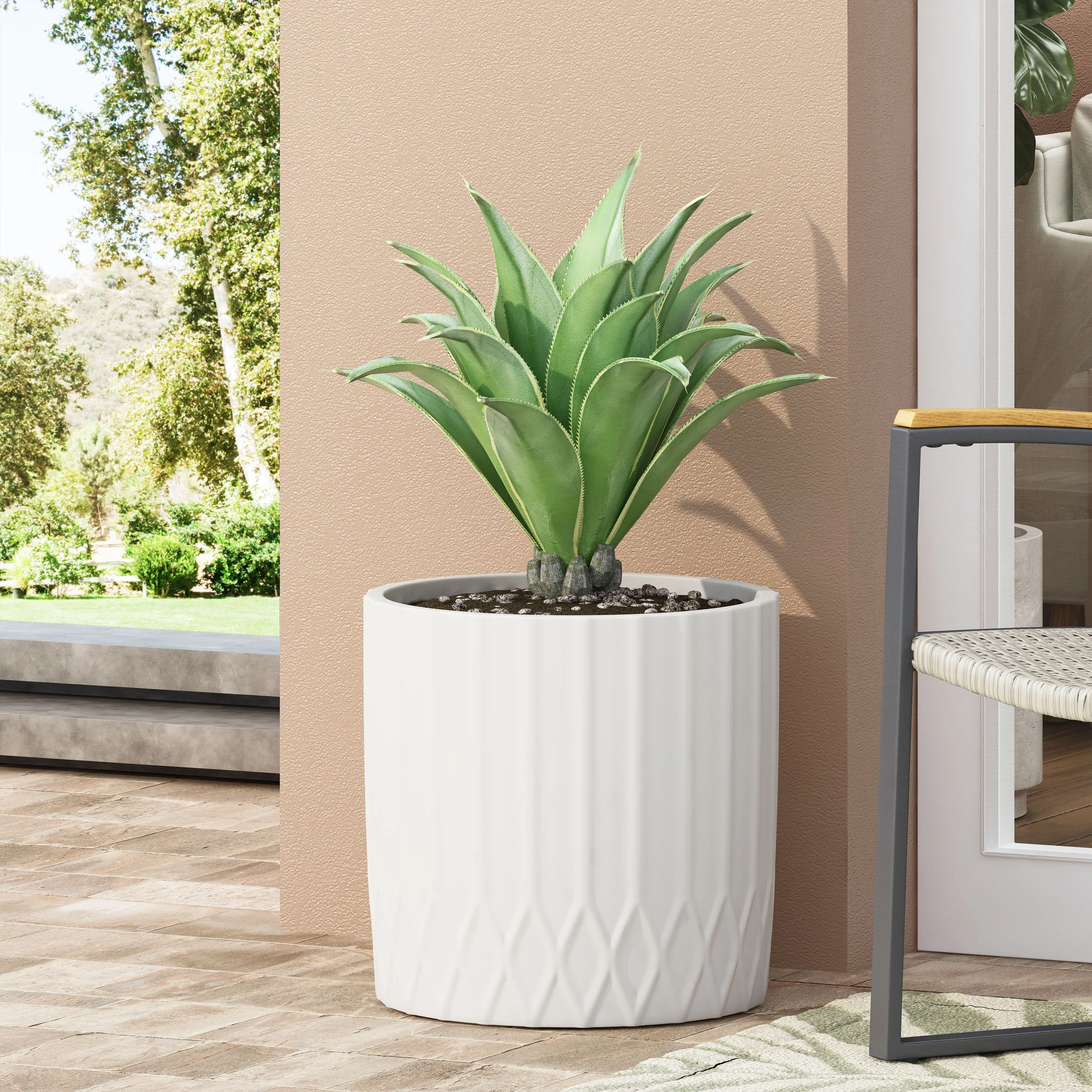 Morelos Outdoor Cast Stone Planter - furnishings