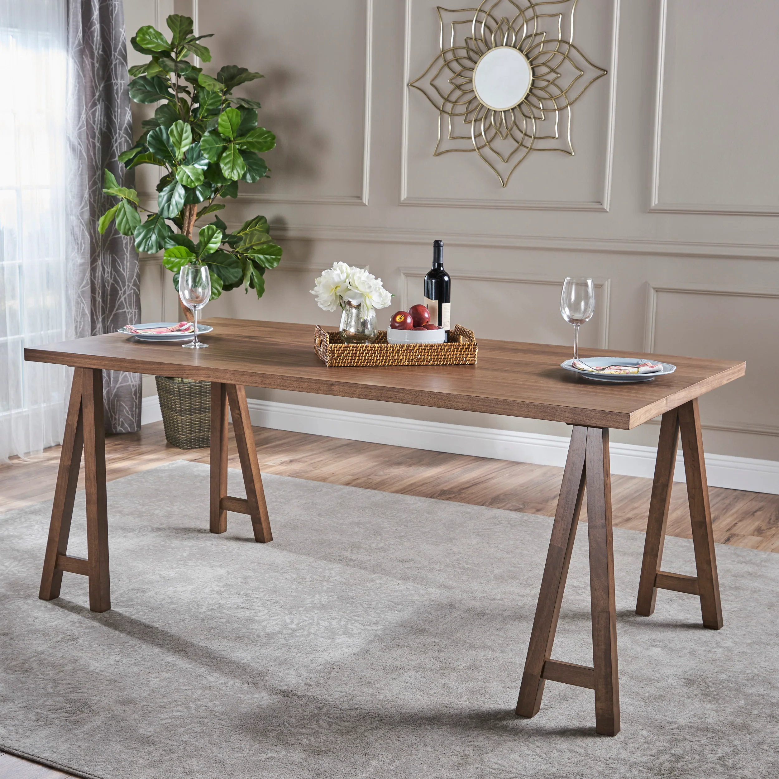 Sabrina Mid Century Modern Wood Dining Table - furnishings