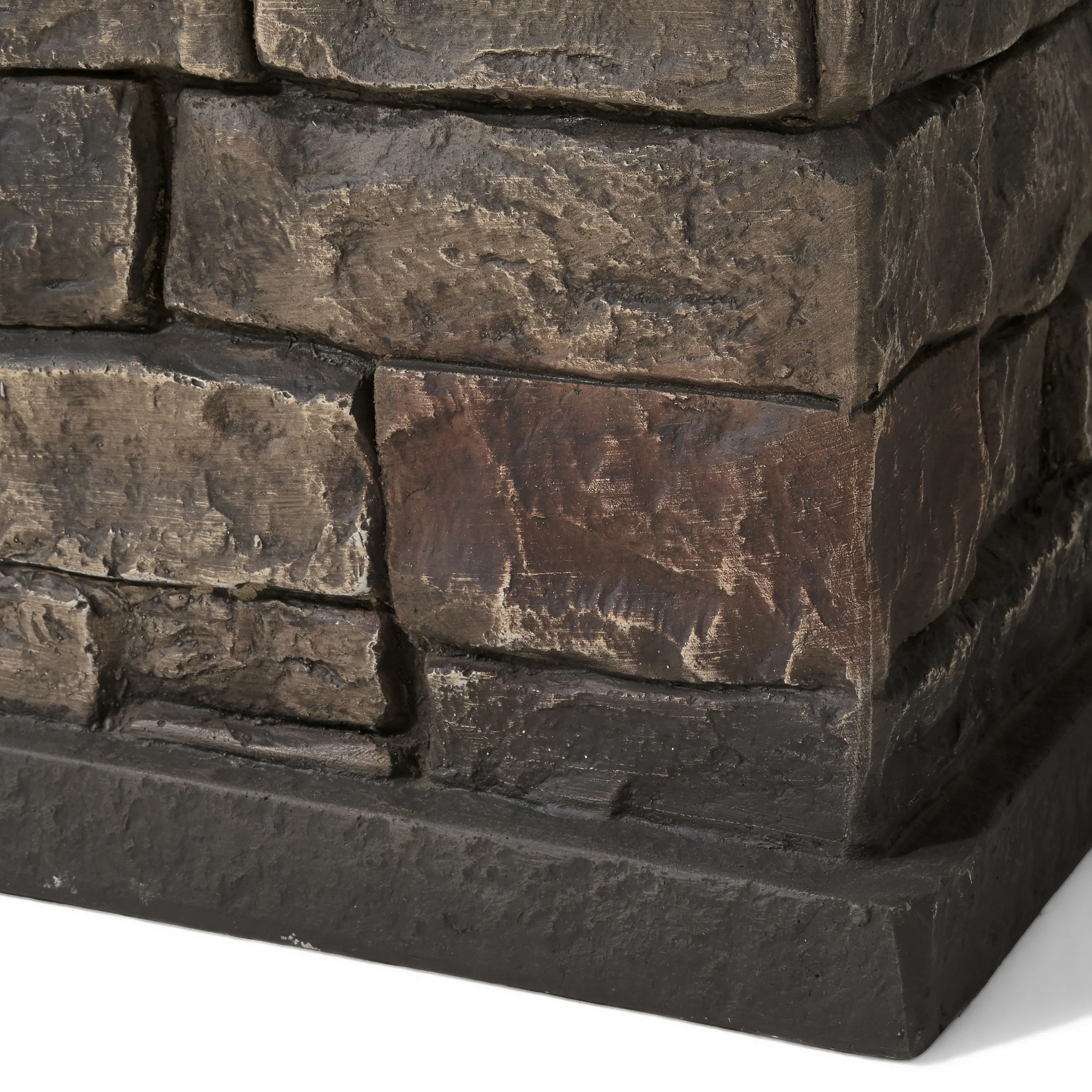 Troy Outdoor Lightweight Concrete Tank Holder Side Table, Stone Finish - furnishings