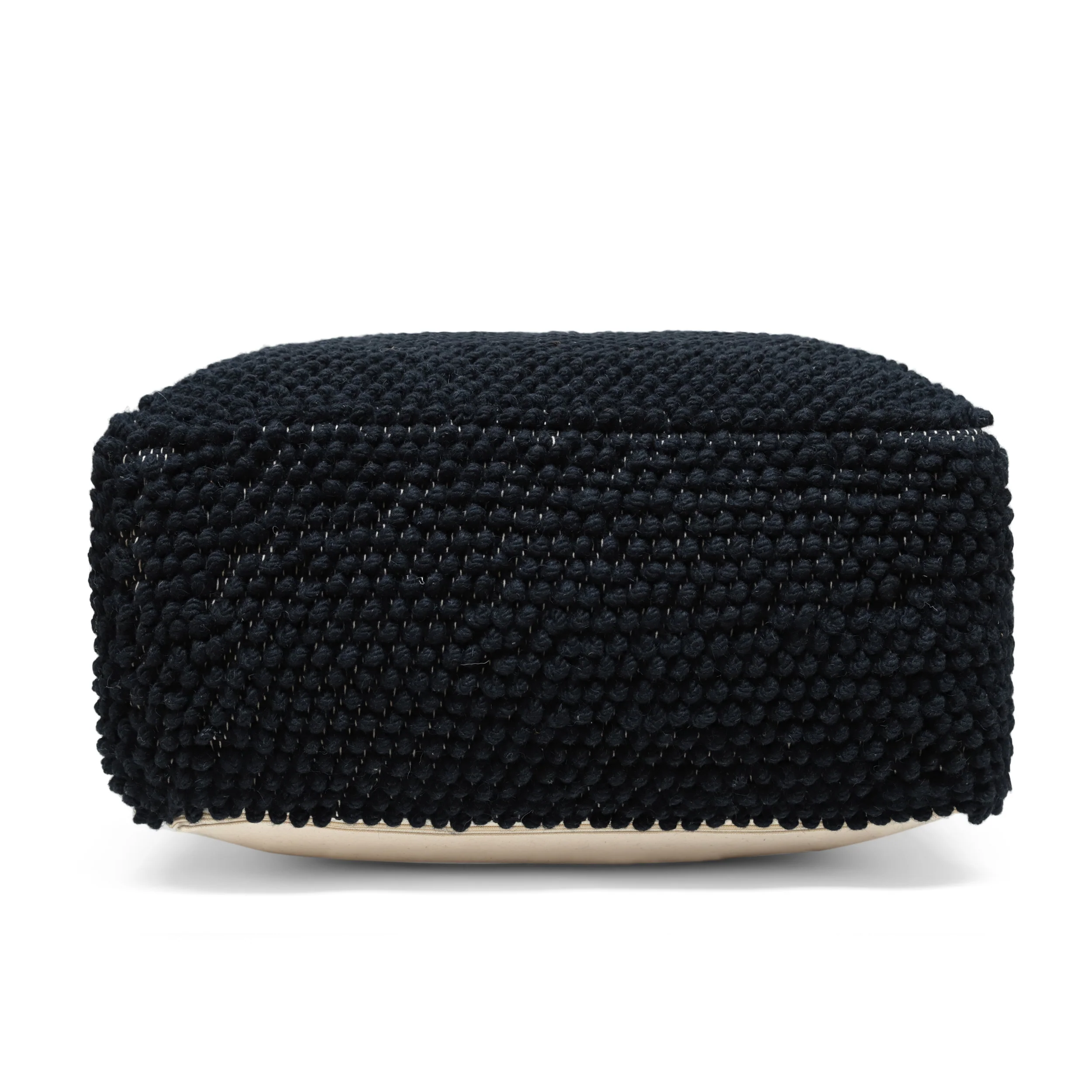 Wilsey Boho Handcrafted Tufted Fabric Square Pouf - furnishings